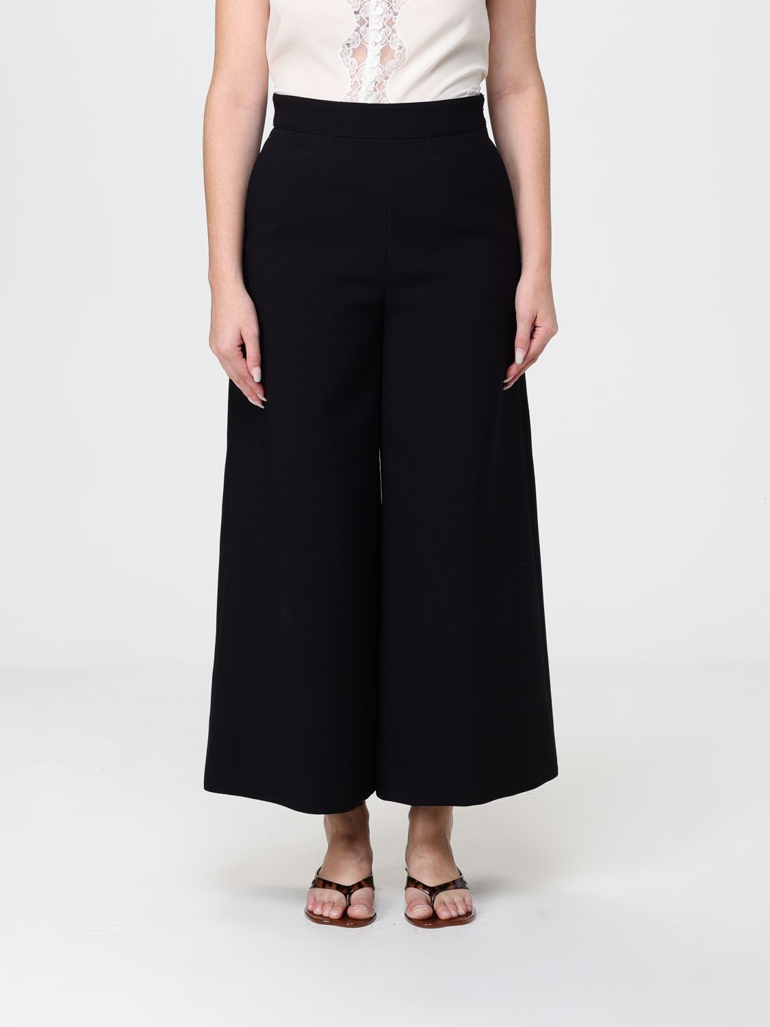 CHLOÉ Sleeveless Pure Silk V-Neck Top with Embroidered Lace Inserts