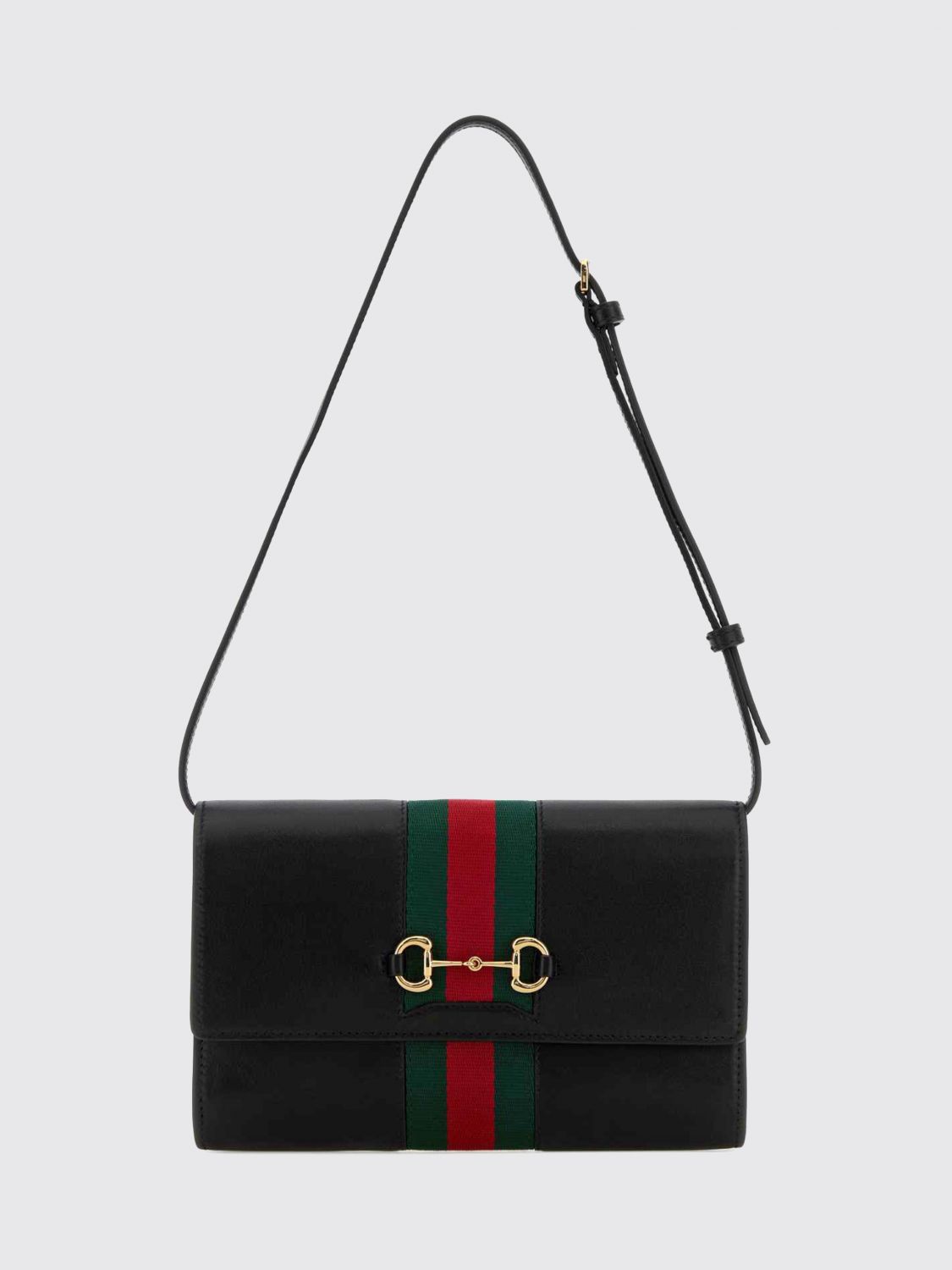 GUCCI Horsebit Web Mini Leather Crossbody Bag with Stripe Detail