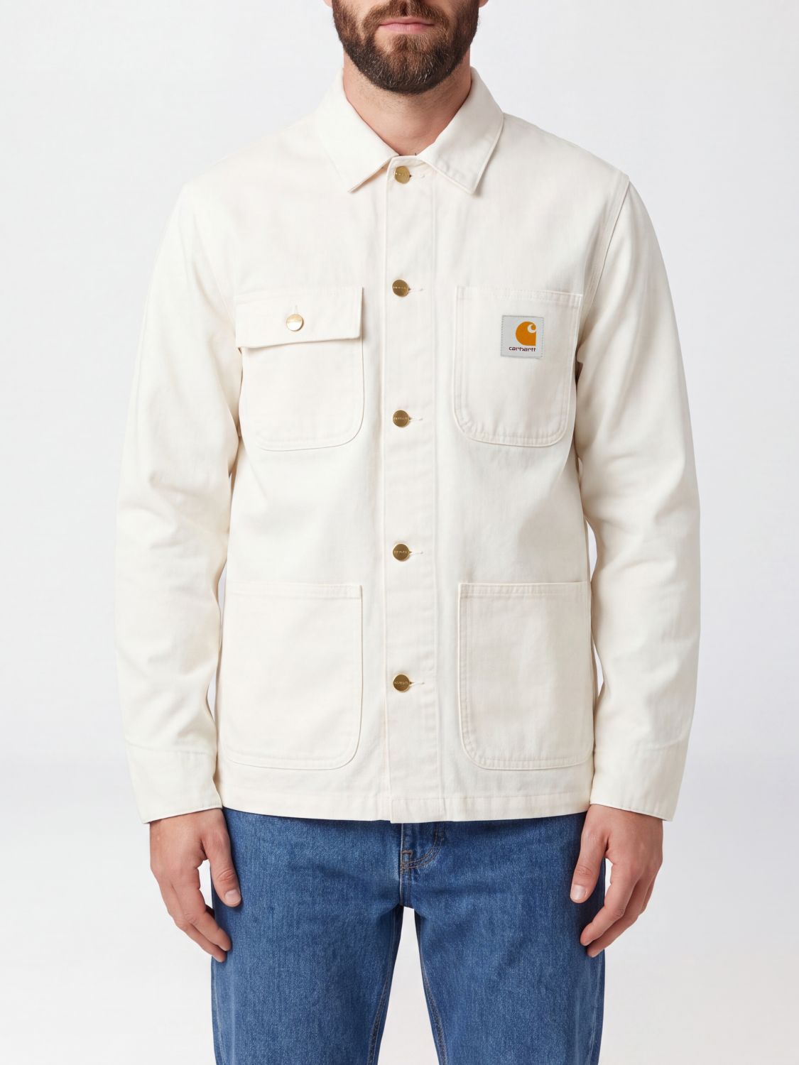 CARHARTT WIP OG Michigan Cotton Shirt Jacket with Patch Pockets and Logo