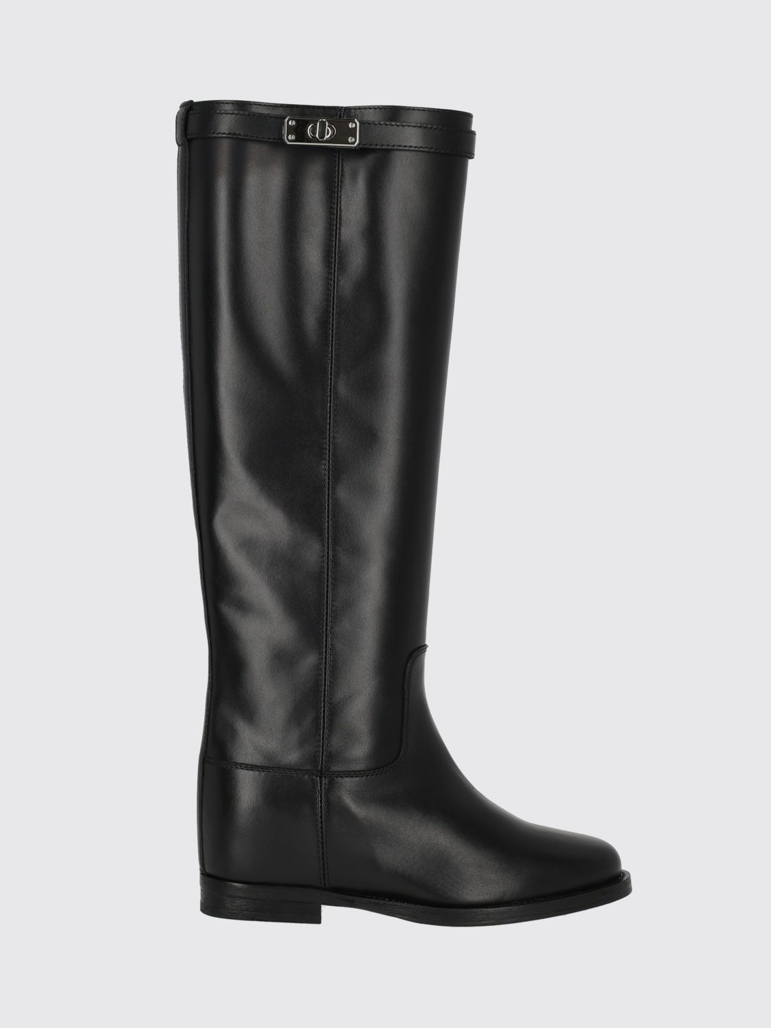 VIA ROMA 15 Calf Leather Knee-High Boots with a Wedge Heel