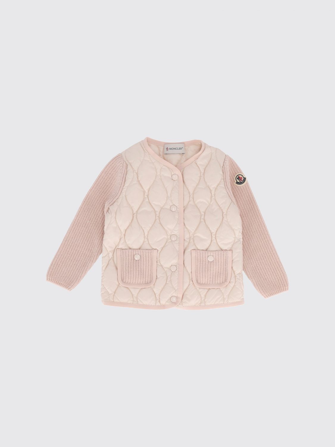 MONCLER Gesteppter Cardigan für Jungen aus Schurwolle und Nylon