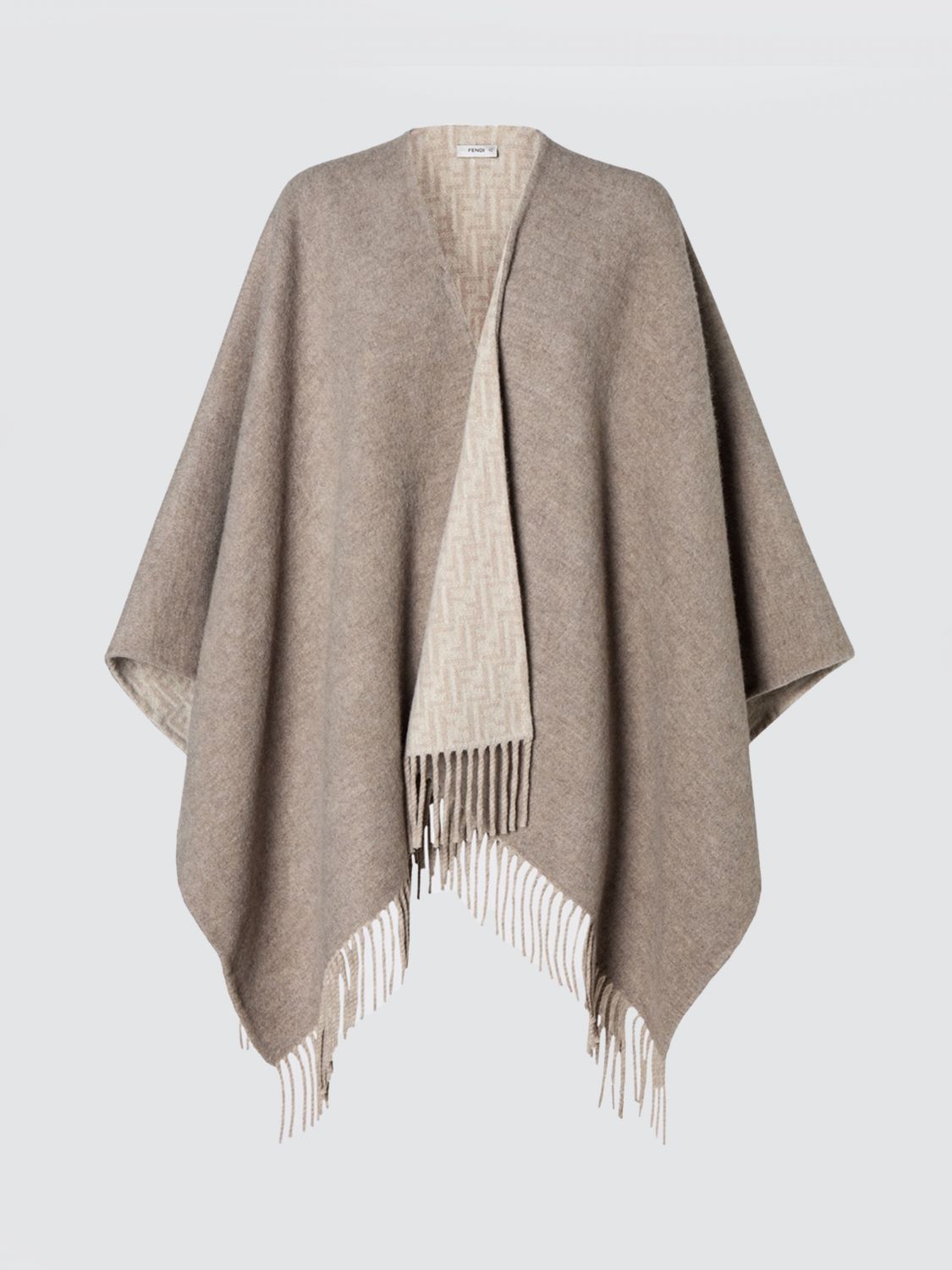 Fendi Oversized Knee-Length Wool and Cashmere Blend Cape with FF Monogram