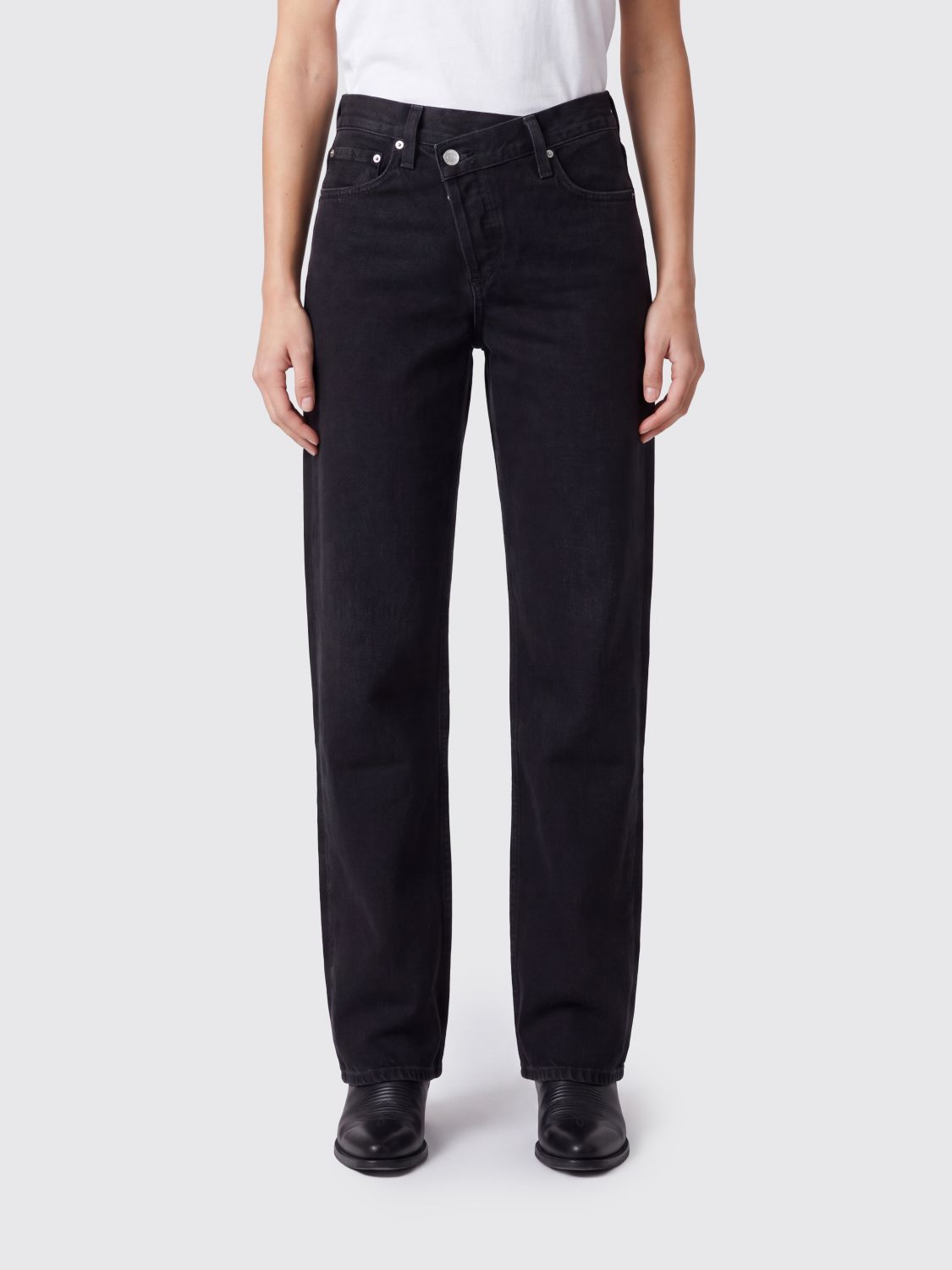 AGOLDE Baggy-Jeans Arc Criss Cross aus regenerativer Baumwolle mit asymmetrischem Hosenschlitz