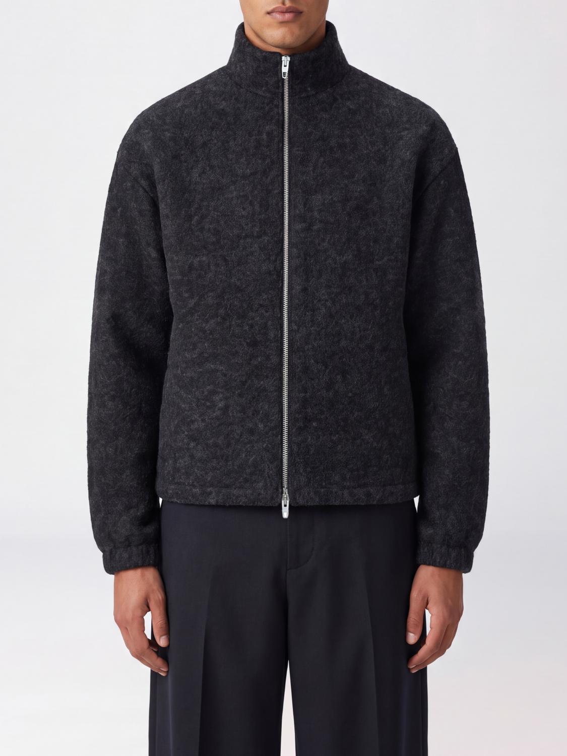JIL SANDER Short Wool-Blend Coat with Zip Closure and High Neck