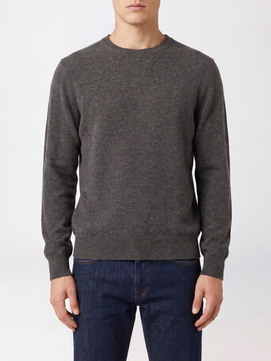 Ballantyne Long-Sleeved Ribbed Crewneck Jumper in 100% Cashmere