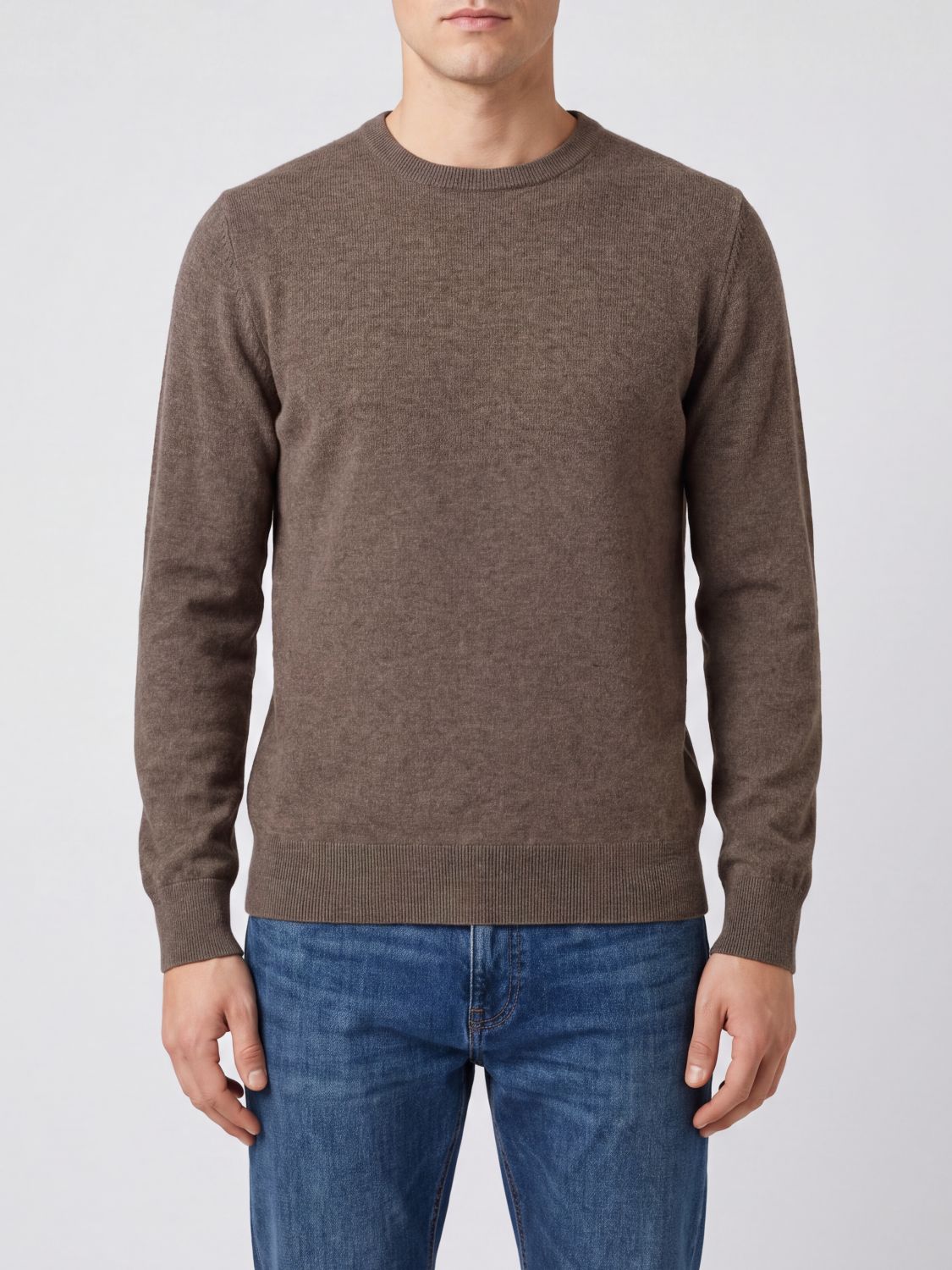 Ballantyne Long-Sleeved Ribbed Crewneck Jumper in 100% Cashmere