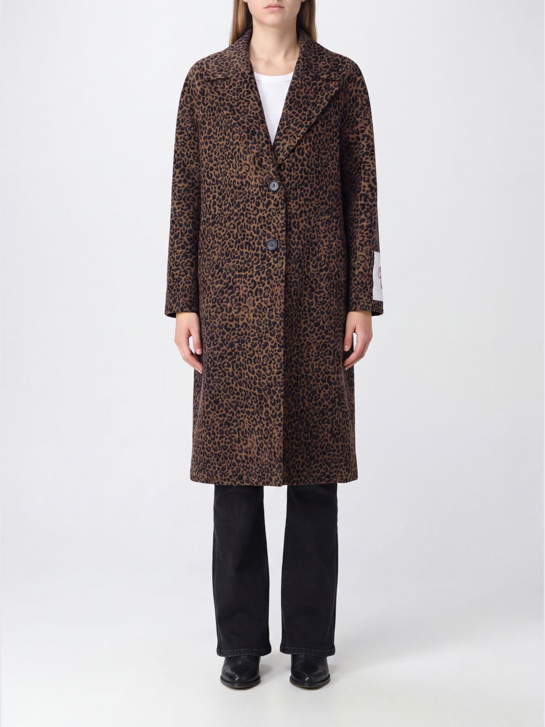 GOLDEN GOOSE Langer Einreiher-Mantel aus Wollmischung mit Animal-Print