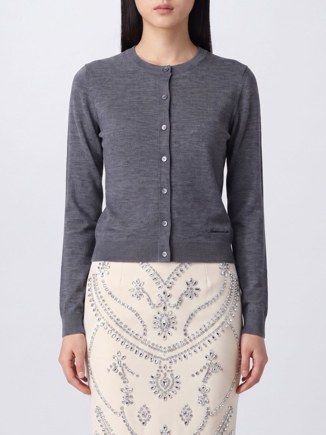N° 21 Slim Fit Crewneck Cardigan in Pure Wool