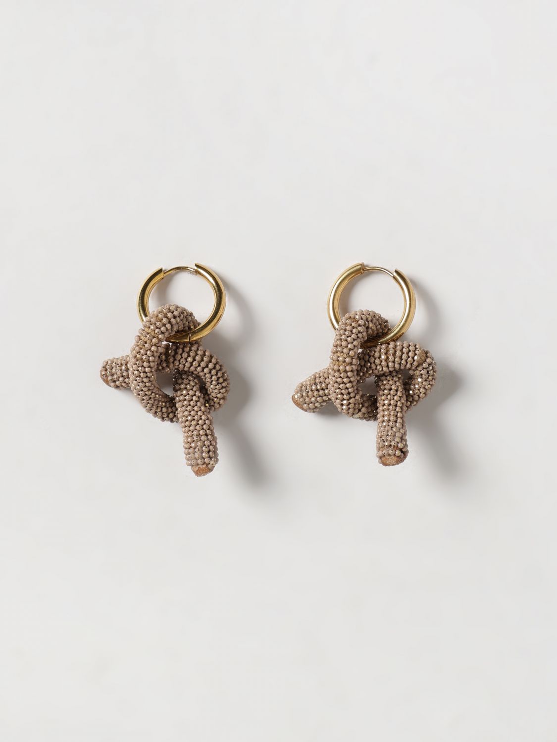 Fabiana Filippi Brass Dangle Earrings with Crystals and Stone Charm · OS