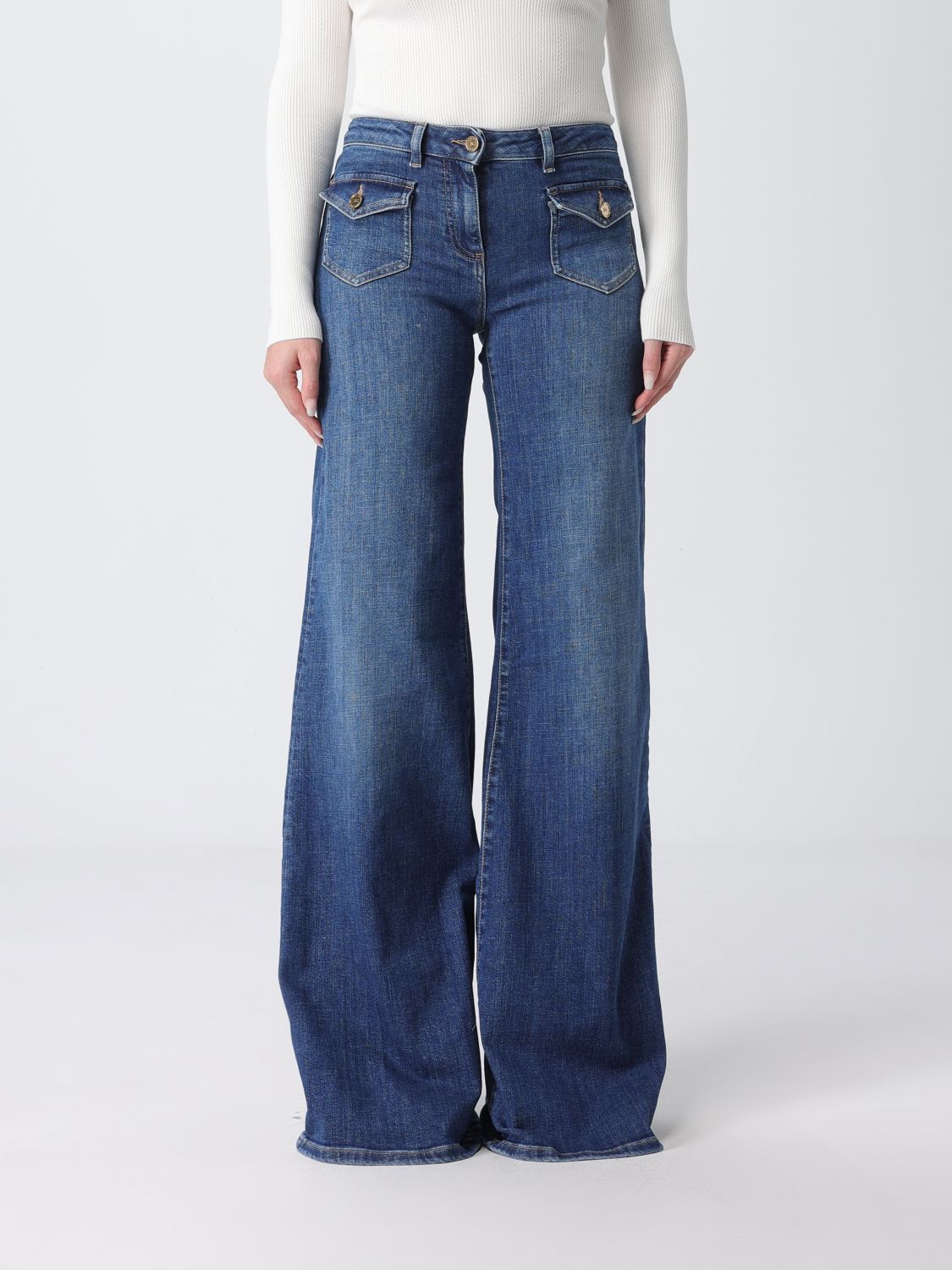 ELISABETTA FRANCHI Mittelhohe Flare-Jeans aus Stretch-Baumwoll-Denim
