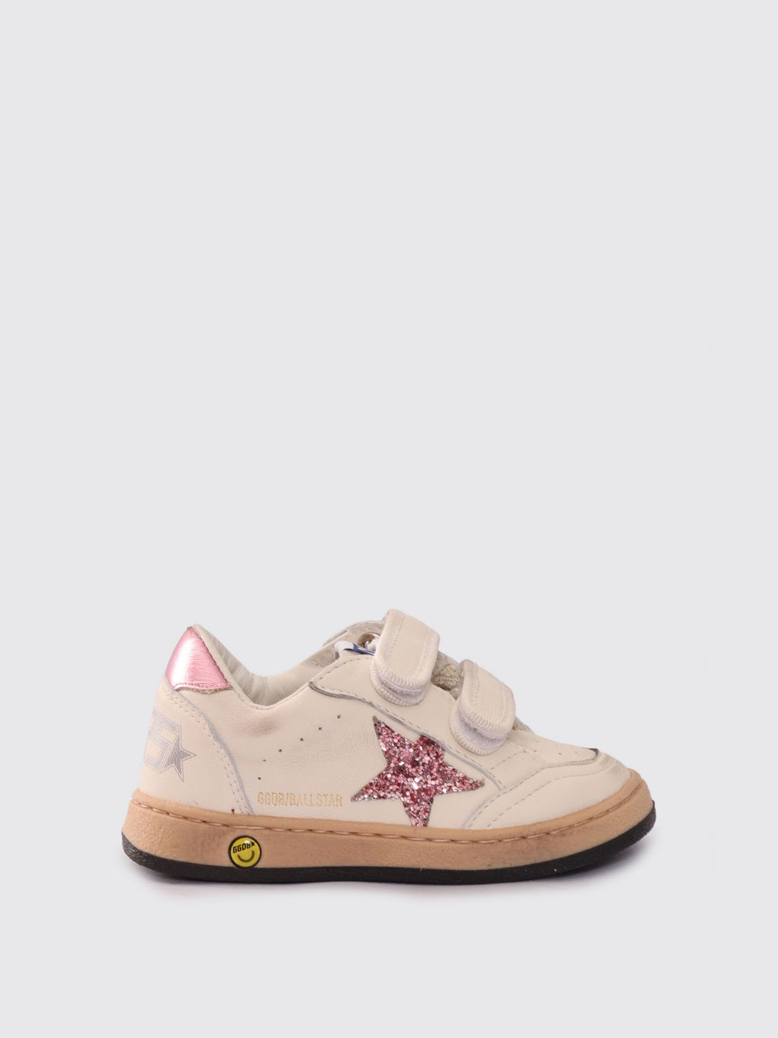 GOLDEN GOOSE Nappaleder-Sneaker für Kinder mit Klettverschluss und Glitzer-Logo