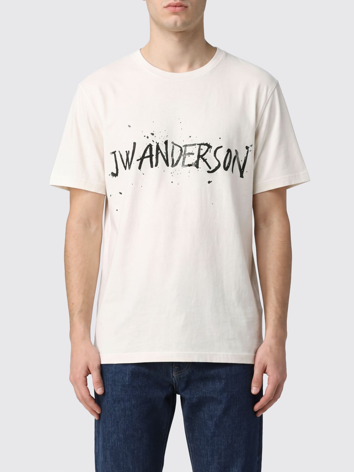 JW ANDERSON Baumwoll-T-Shirt mit Rundhalsausschnitt von mit gedrucktem Logo und überschnittenen Schultern