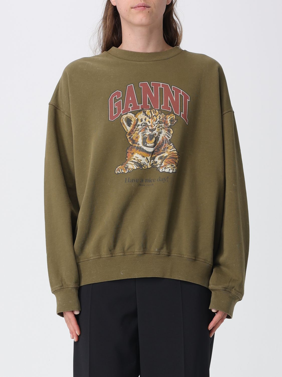 GANNI Sweatshirt Woman color Green