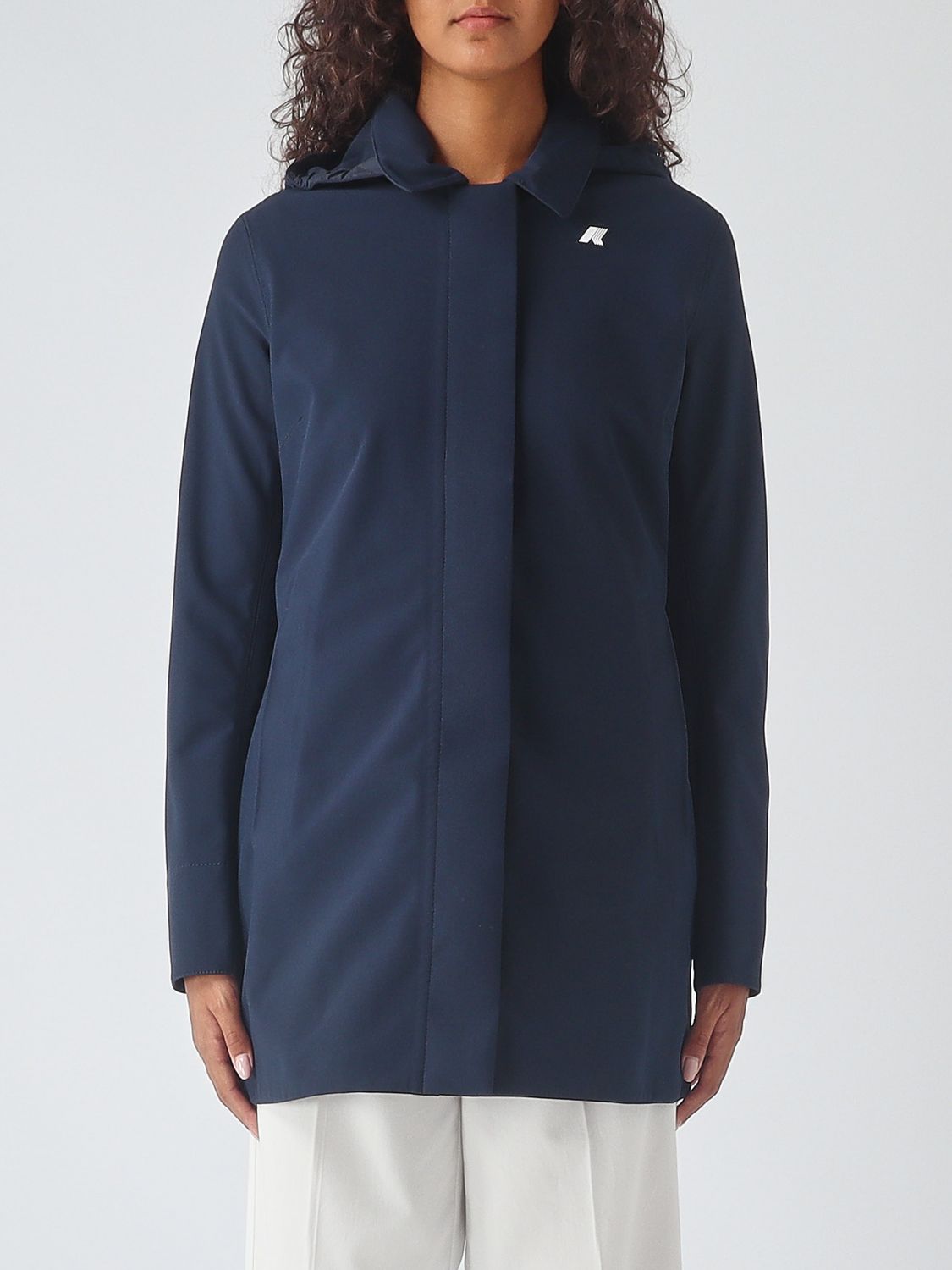 K-WAY Single-Breasted Waterproof Nylon Trench Coat