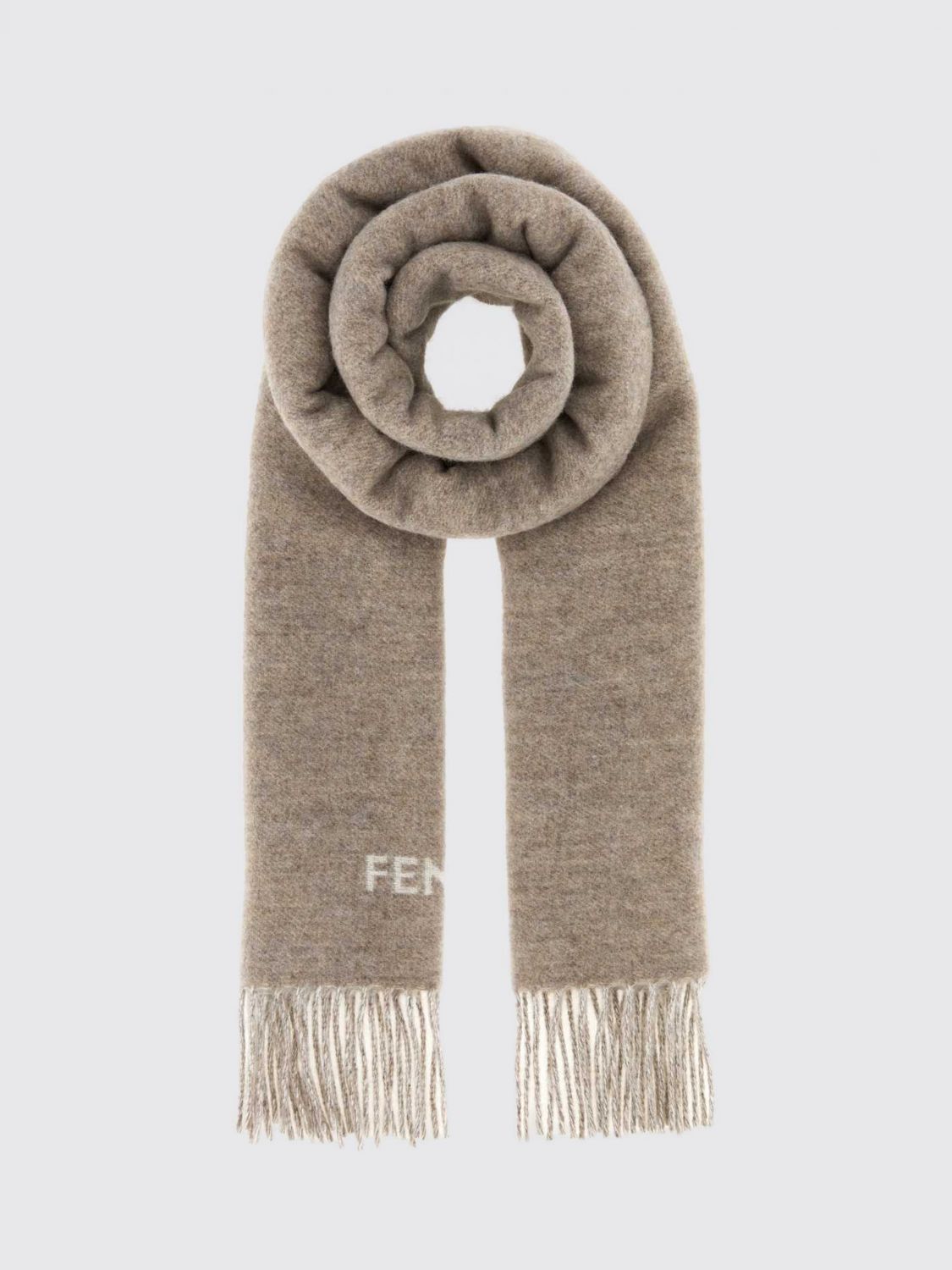 Fendi Pure Cashmere Scarf with Embroidered Logo and Fringed Edges · OS