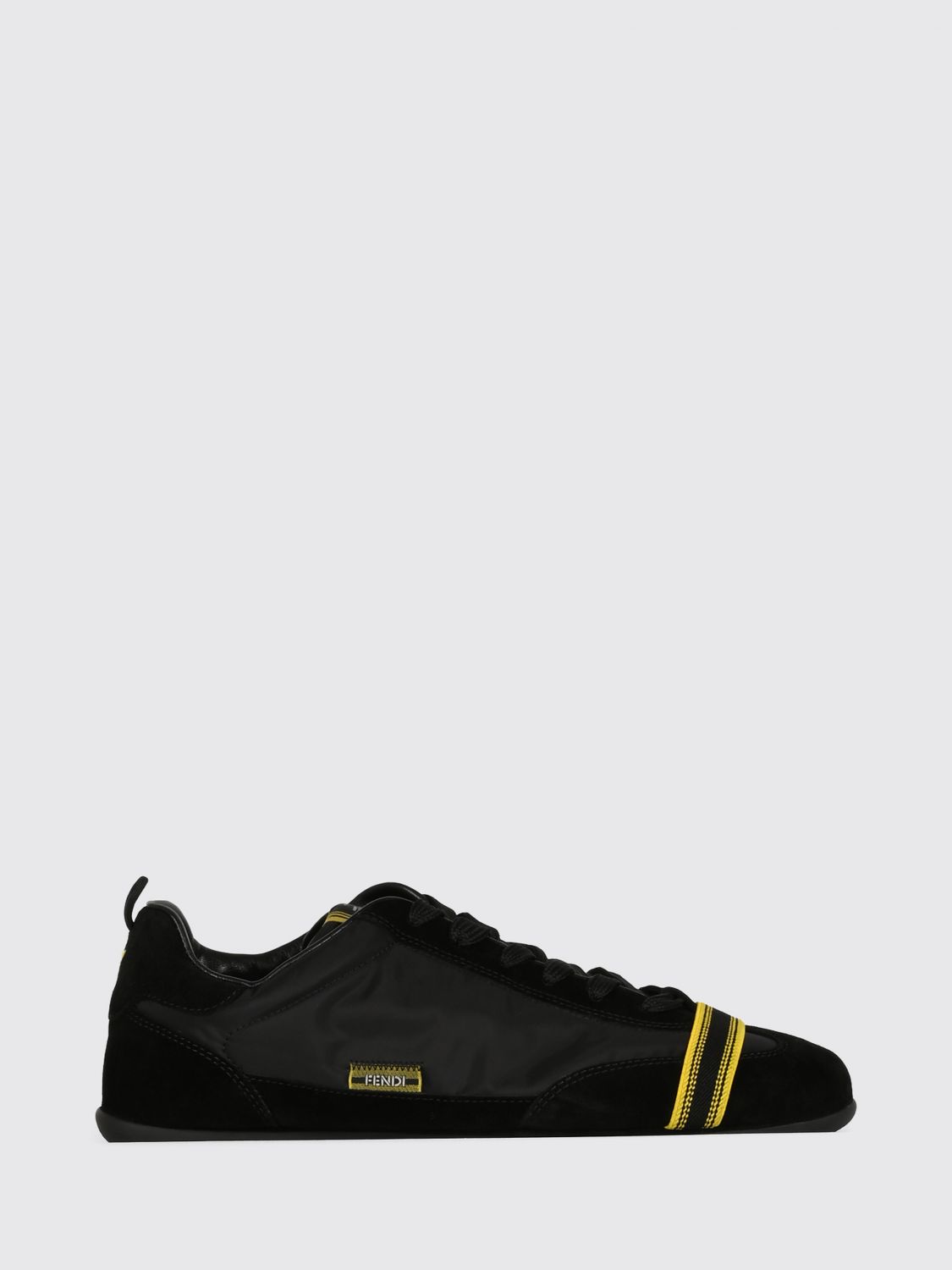FENDI Wrap Low-Top-Sneaker aus Nylon und Wildleder mit Streifenmuster