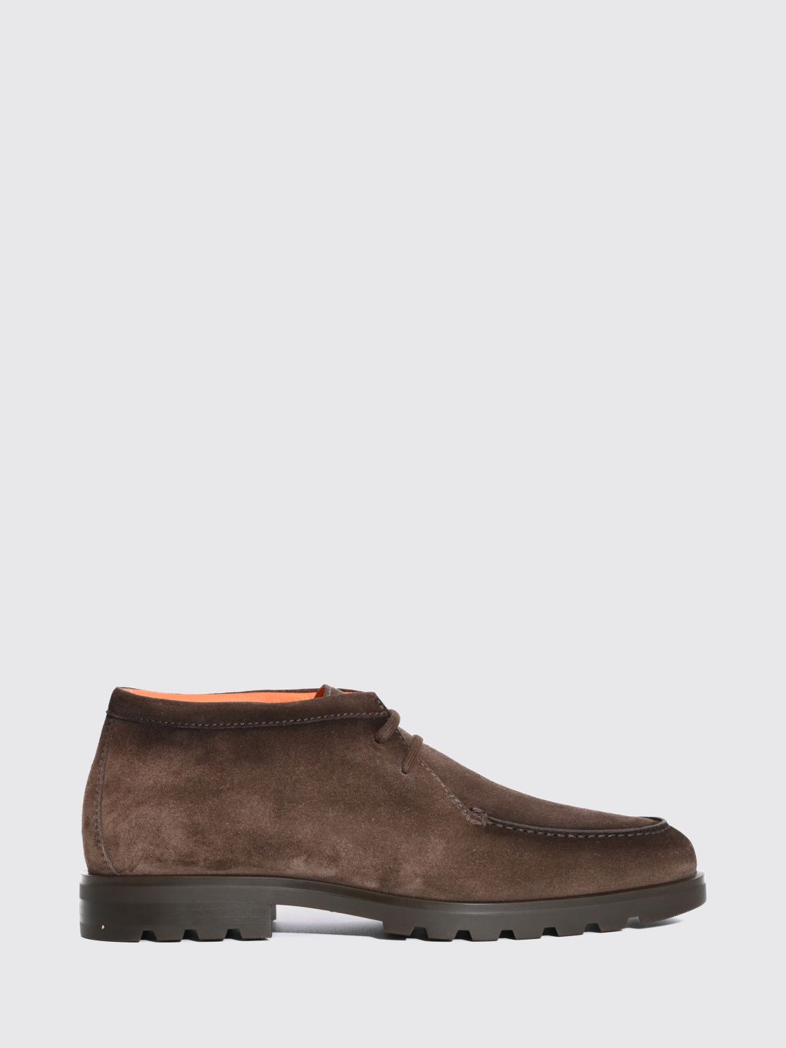 SANTONI Suede Chukka Boots with Lace-up Closure and Lug Sole