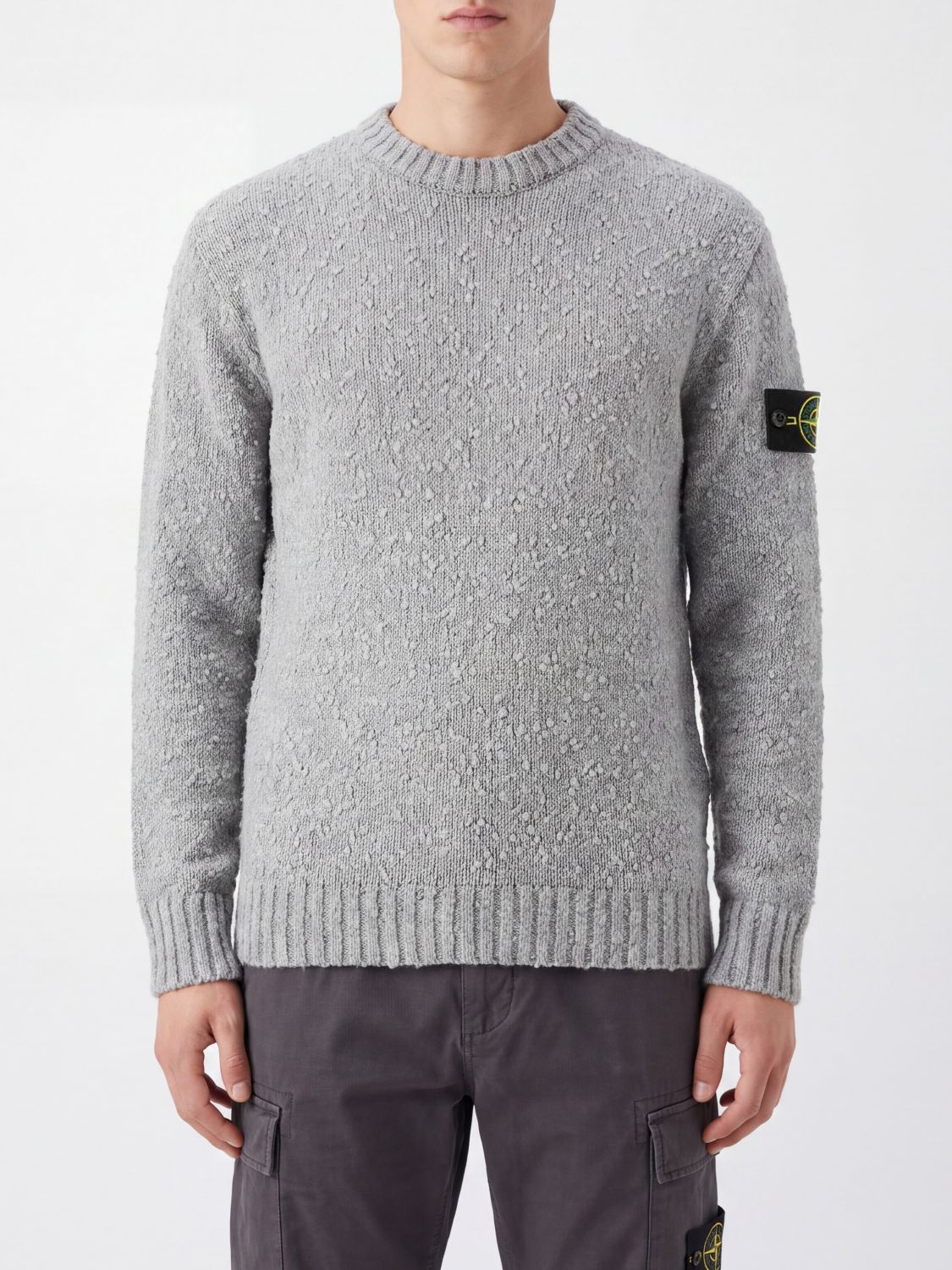 STONE ISLAND Maglia girocollo in misto lana con patch logo Compass