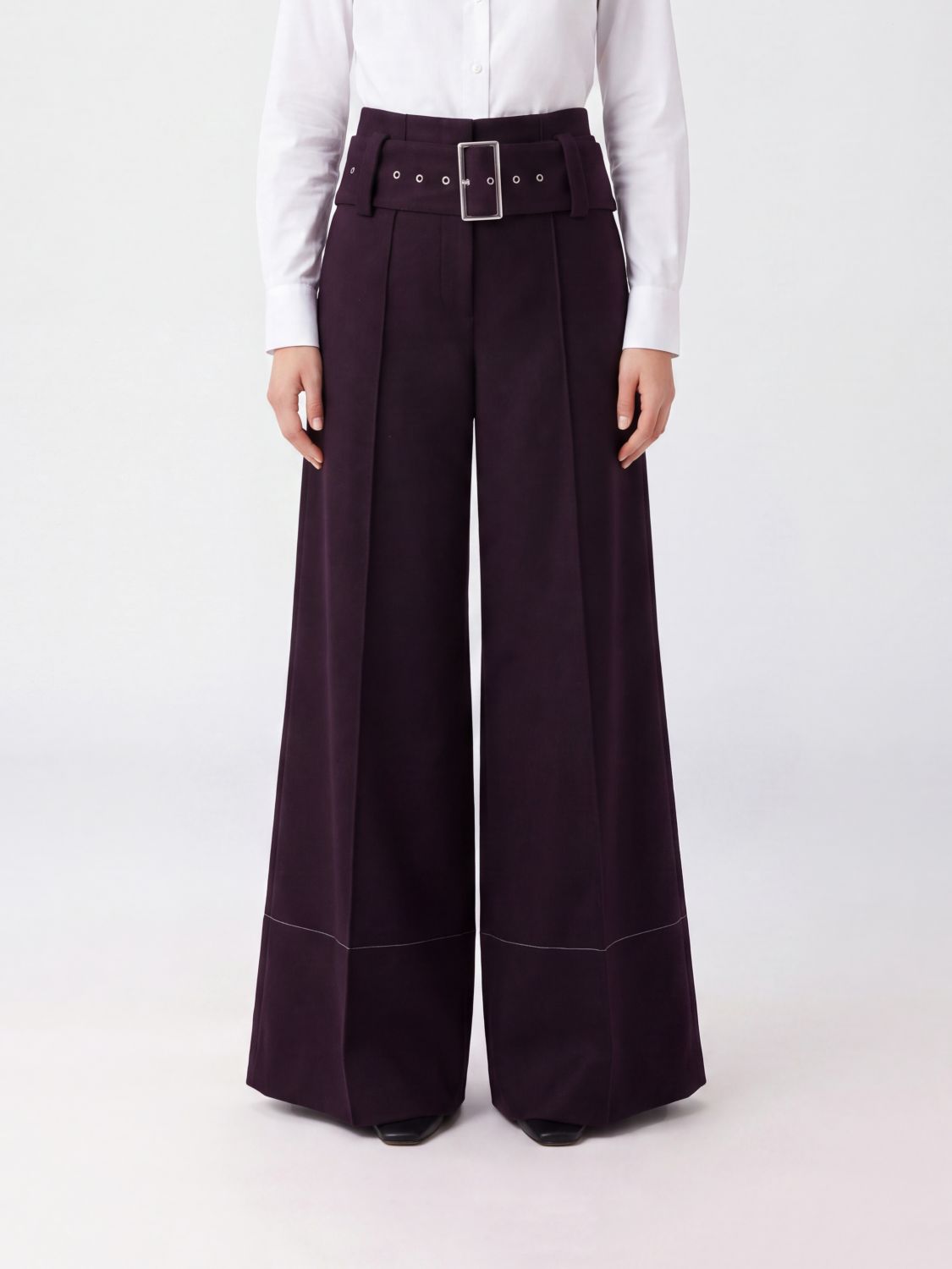 LIVIANA CONTI Chris High-Waist-Schlaghose aus Kaschmirmischung