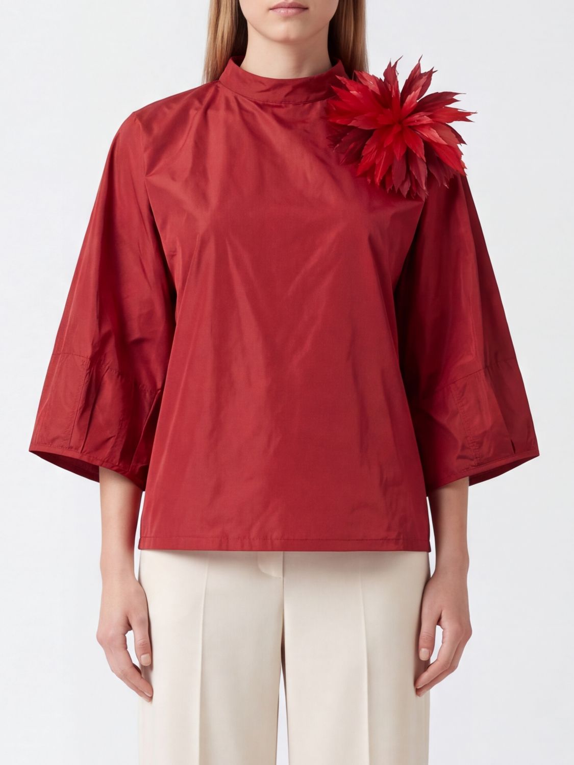 LIVIANA CONTI Candice Crêpe Top with Kimono Sleeves and Flower Appliqué LIVIANA CONTI Candice Crêpe Top with Kimono Sleeves and Flower Appliqué