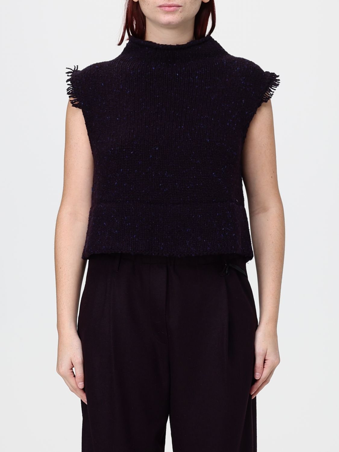 Liviana Conti Raisa High-Neck Sleeveless Knit Vest in Cashmere Blend