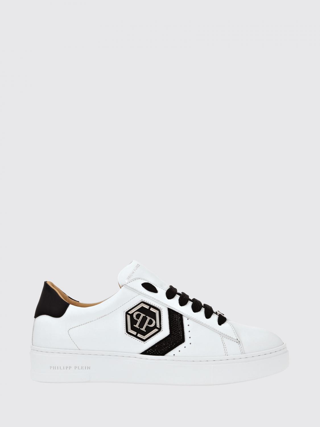 PHILIPP PLEIN Sneakers basse in pelle con monogram e logo Hexagon