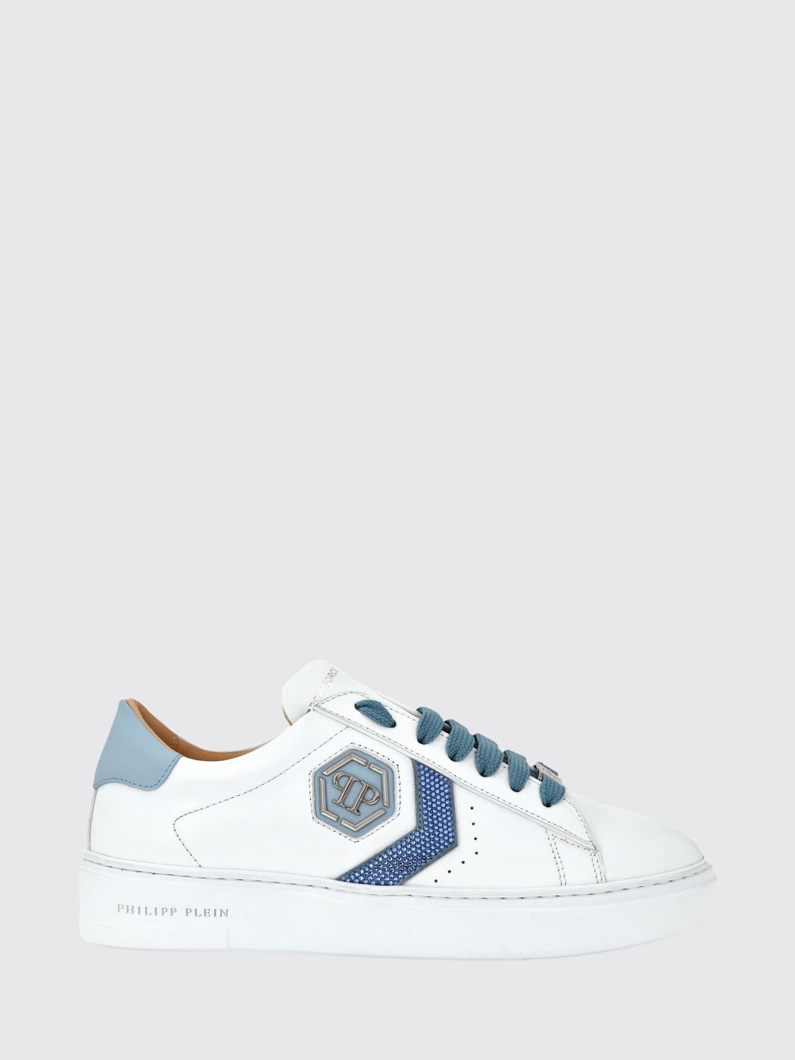 PHILIPP PLEIN Sneakers basse in pelle con monogram e logo Hexagon