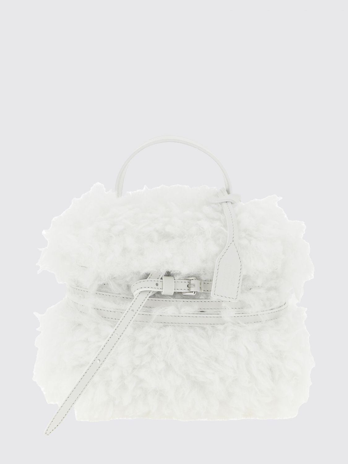 MOSCHINO COUTURE Mini borsa a mano Tie Me in shearling con tracolla