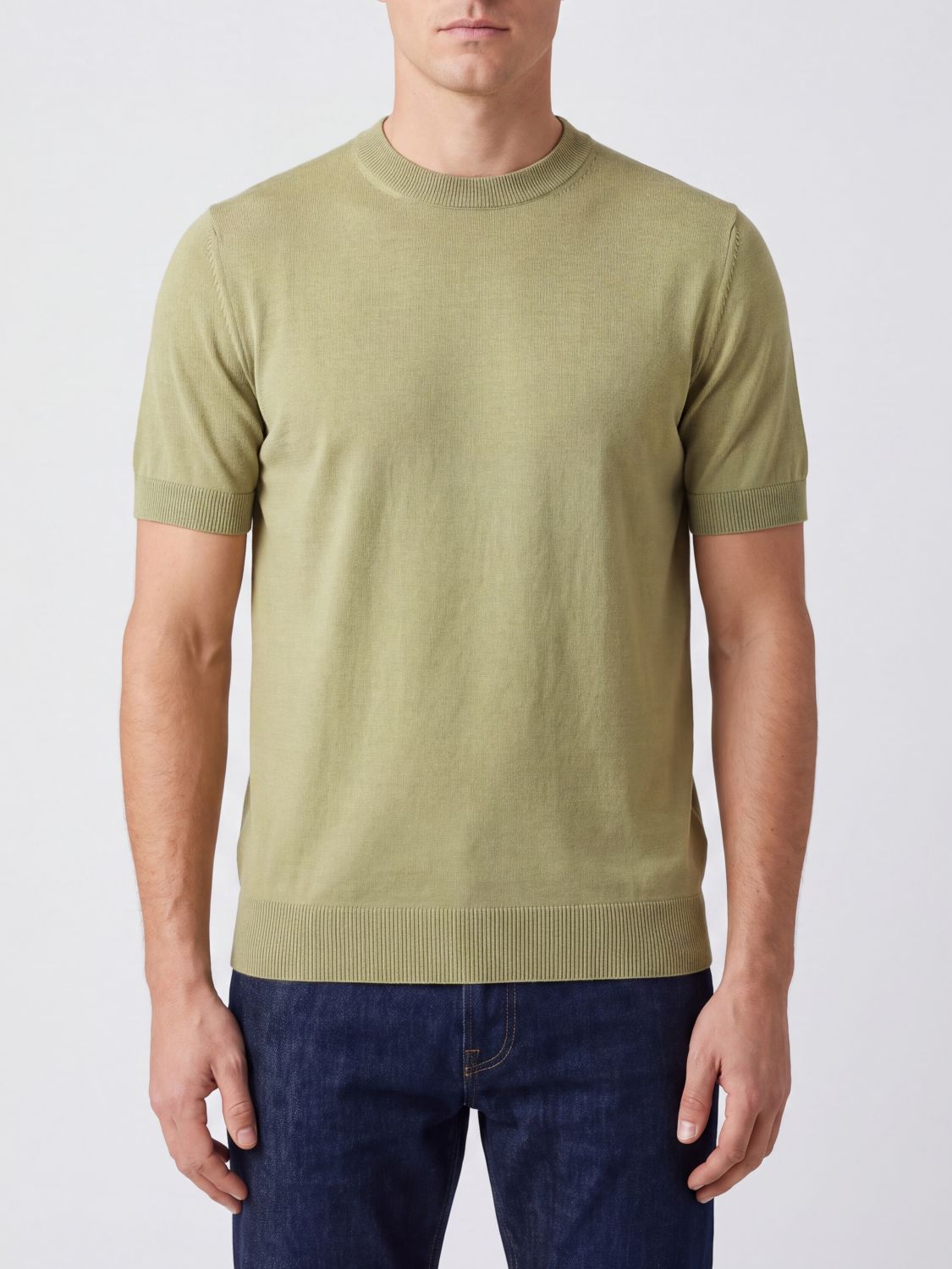 BOSS Maglia girocollo in pura lana vergine a maniche corte