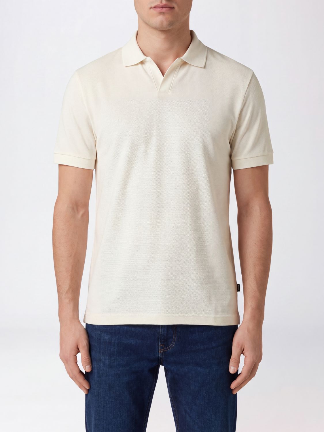 BOSS Polo in cotone con colletto Johnny a maniche corte