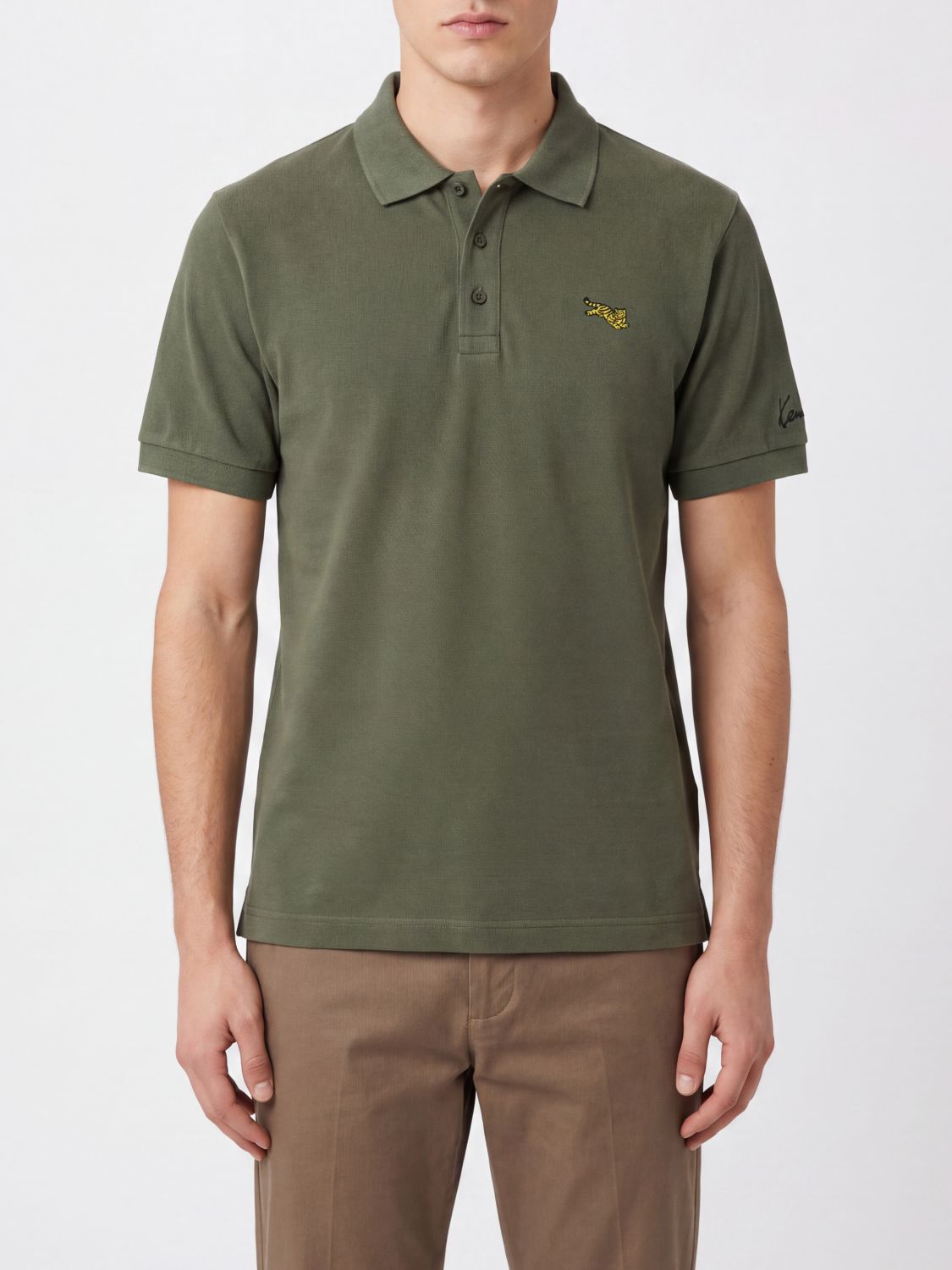 KENZO Logo Patch Short-Sleeved Cotton Polo Shirt