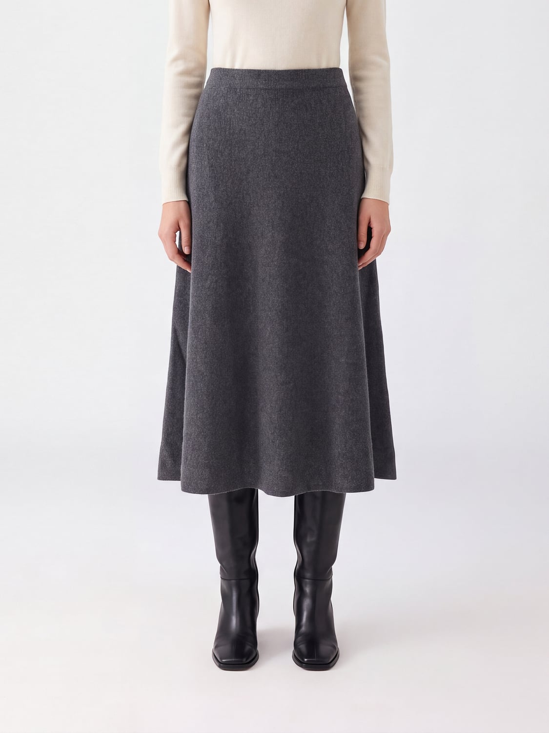 LISA YANG Gonna midi in maglia di cashmere con vita alta elasticizzata