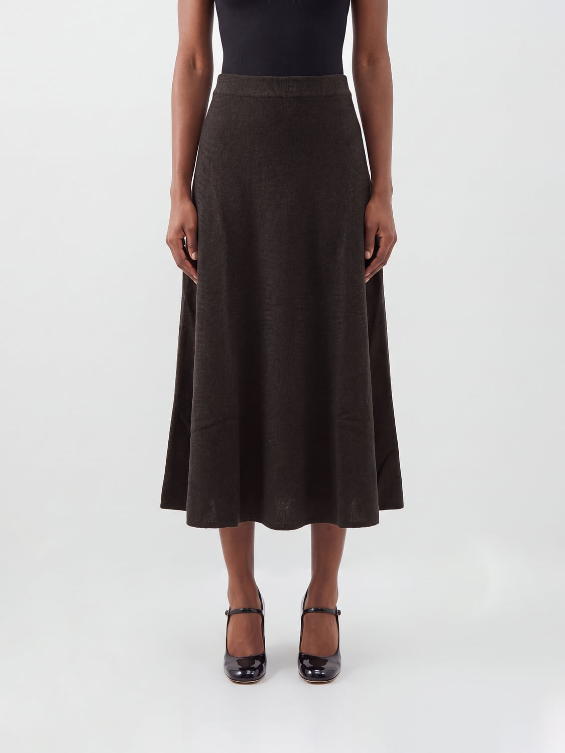 LISA YANG Gonna midi in maglia di cashmere con vita alta elasticizzata