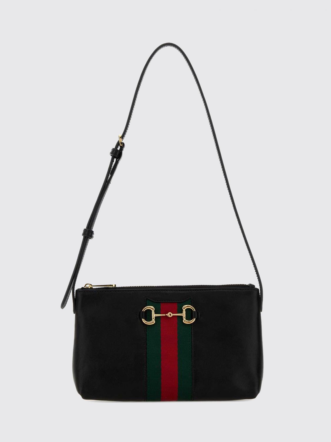 GUCCI Horsebit Web Mini-Umhängetasche aus Leder mit Web-Detail