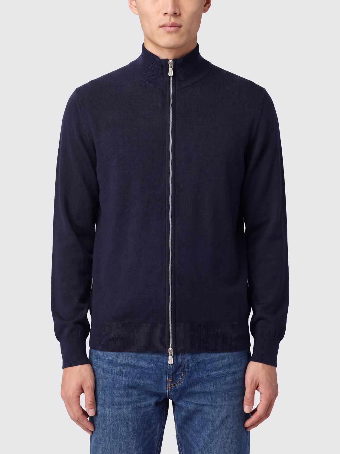 BRUNELLO CUCINELLI Cashmere and Silk Turtleneck Cardigan with Zip Closure