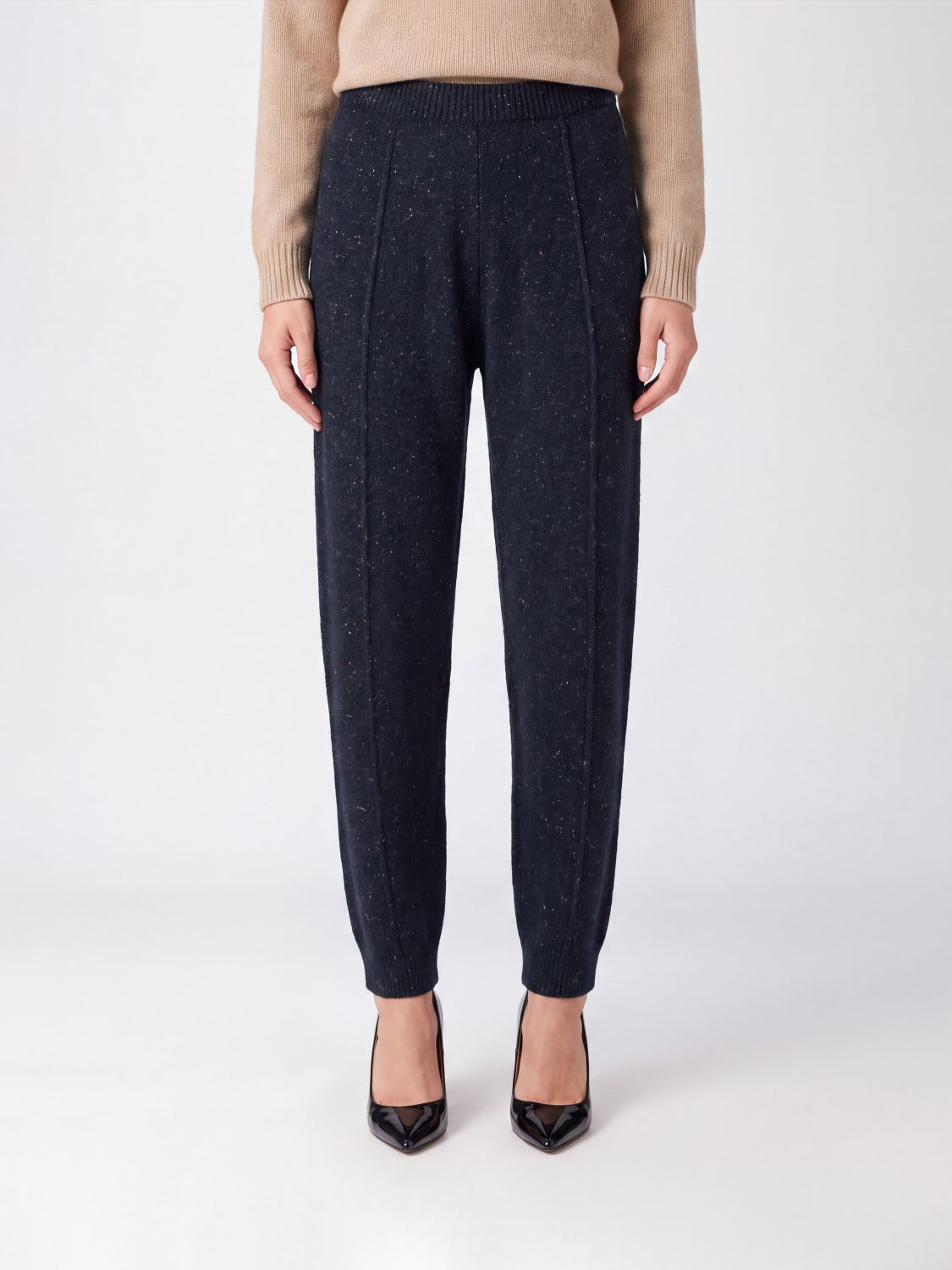 Fabiana Filippi High-waisted Straight-leg Knit Trousers In Wool Blend In Blue