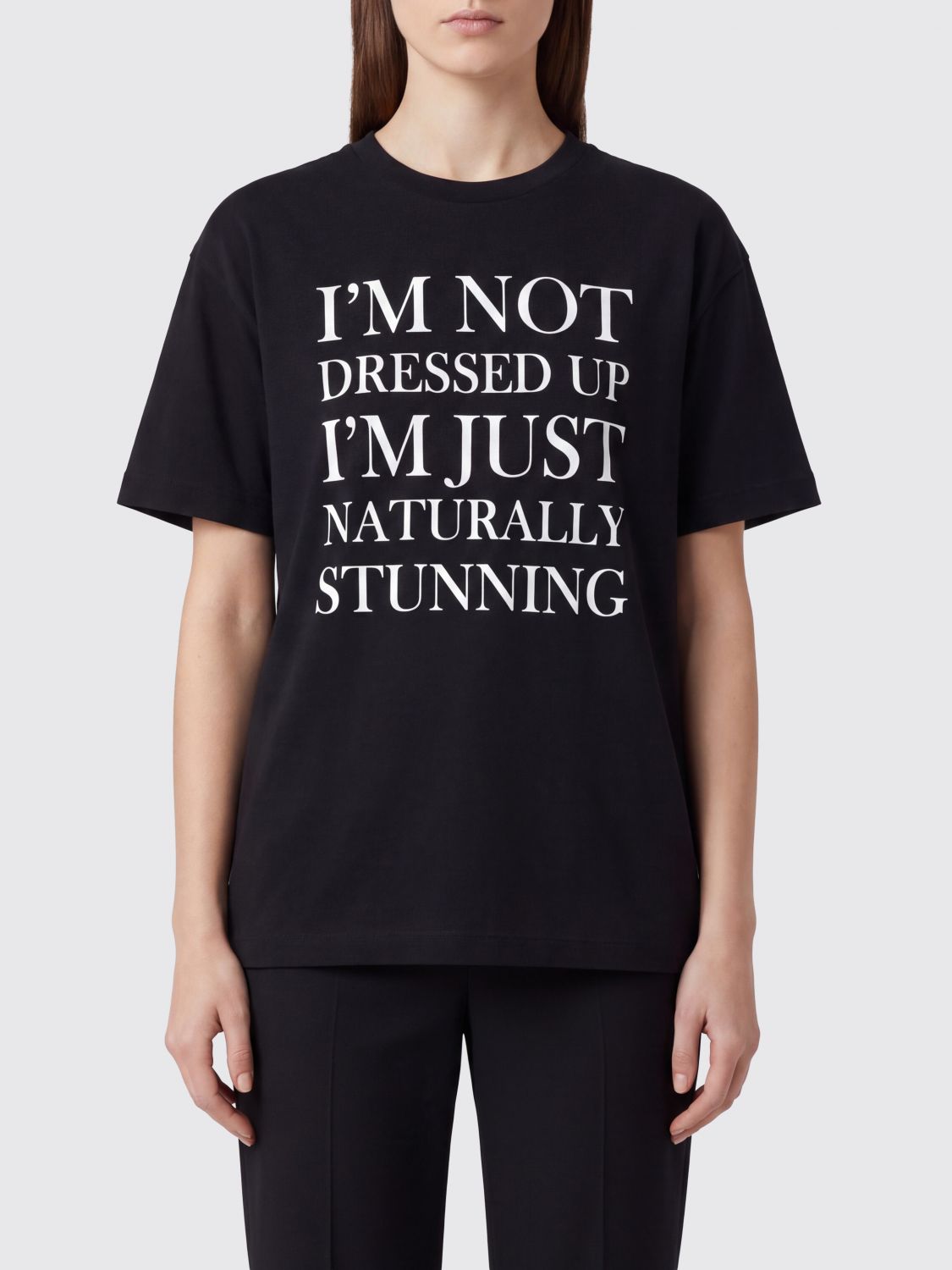 ELISABETTA FRANCHI Baumwoll-T-Shirt mit Slogan-Print und Logo auf der Rückseite