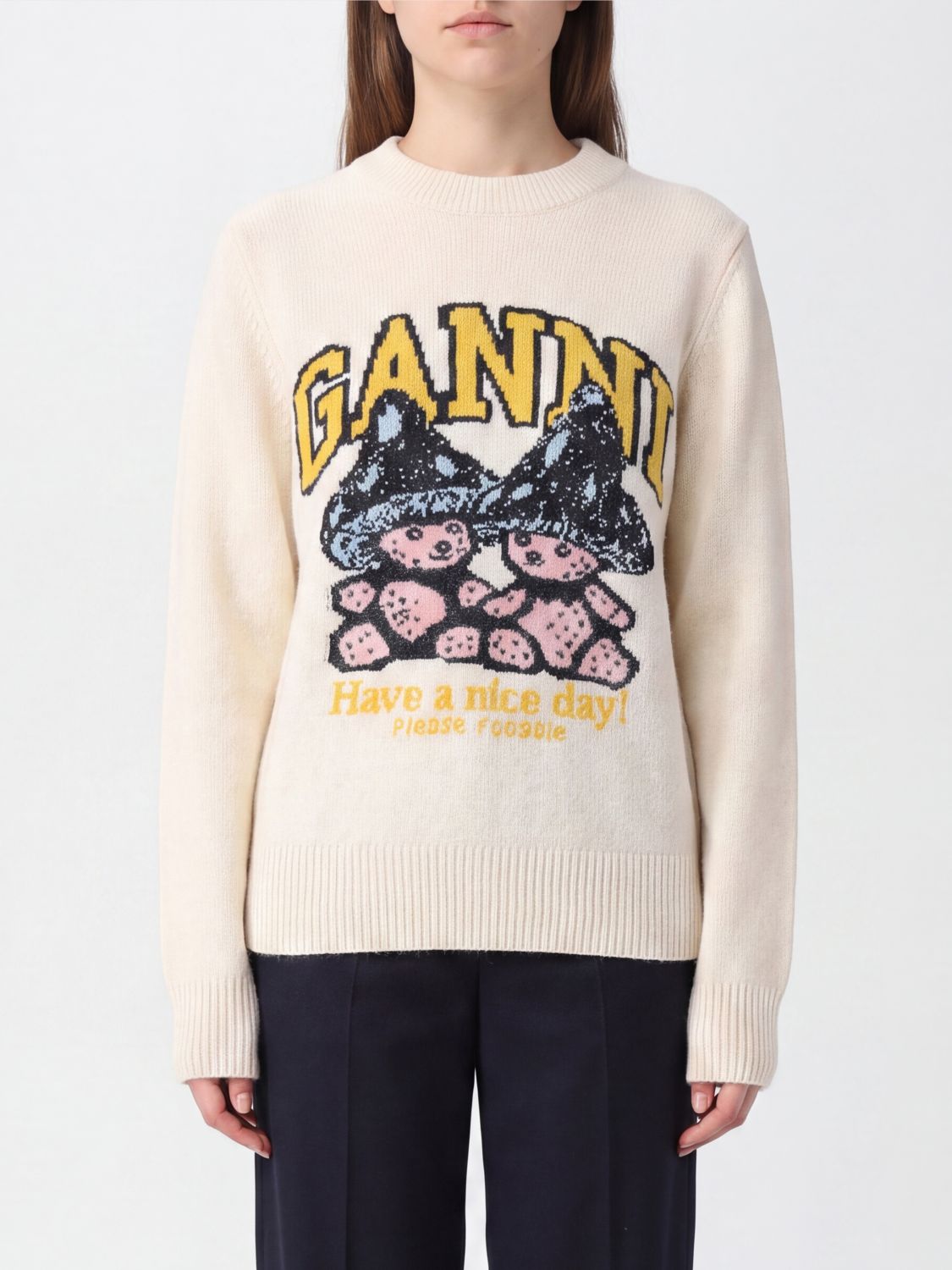 GANNI Sweater Woman color Mastic
