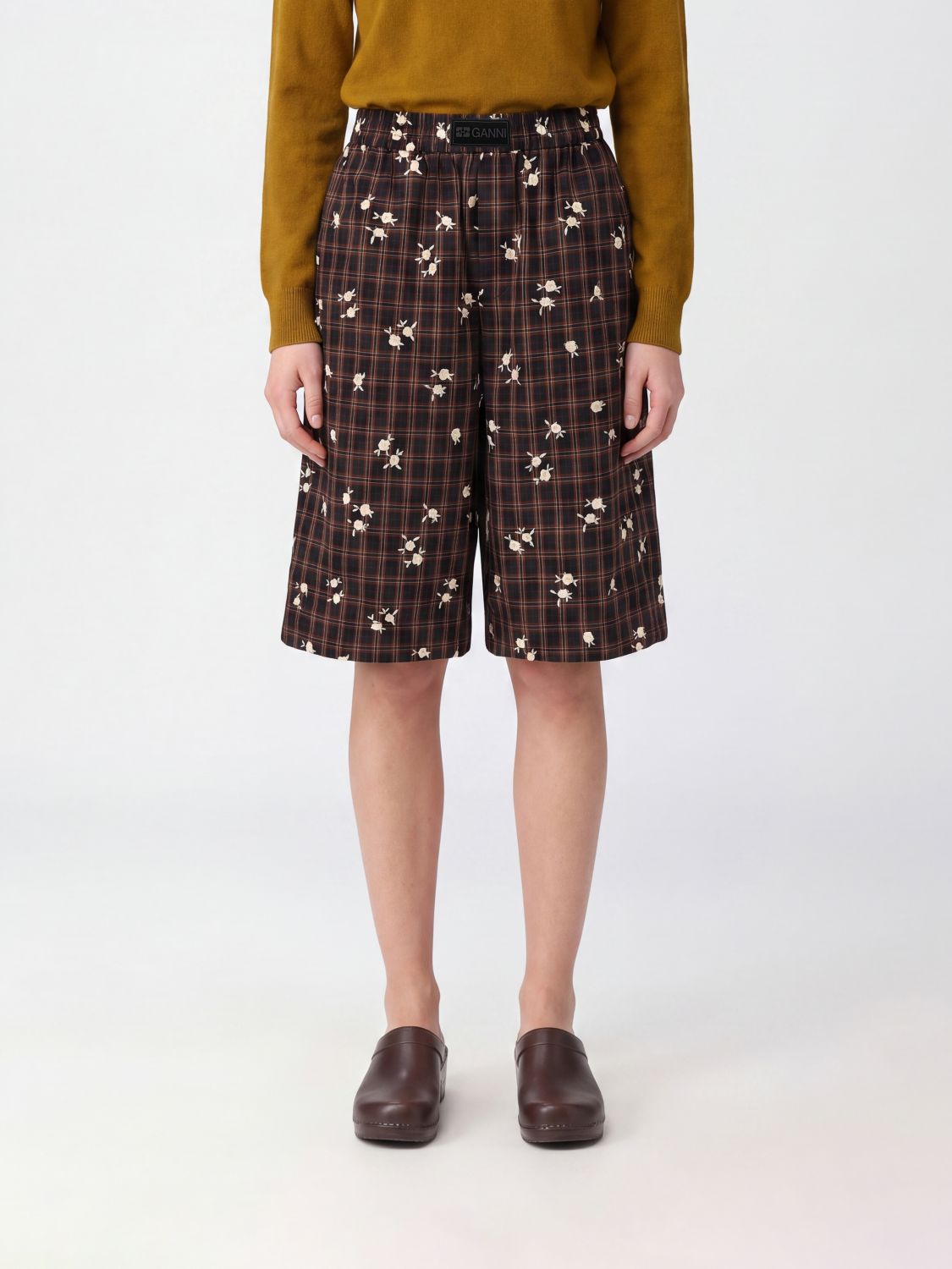 GANNI Shorts Woman color Coffee