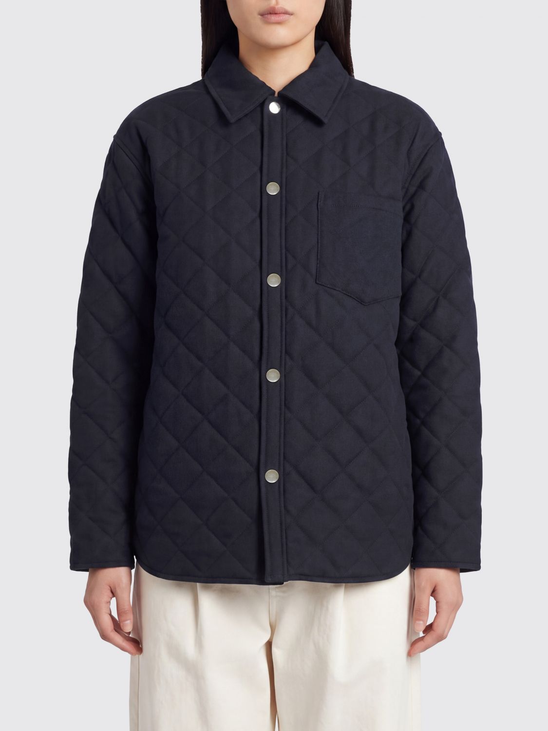 A. P.C. Giacca-camicia trapuntata in misto lana con collo classico