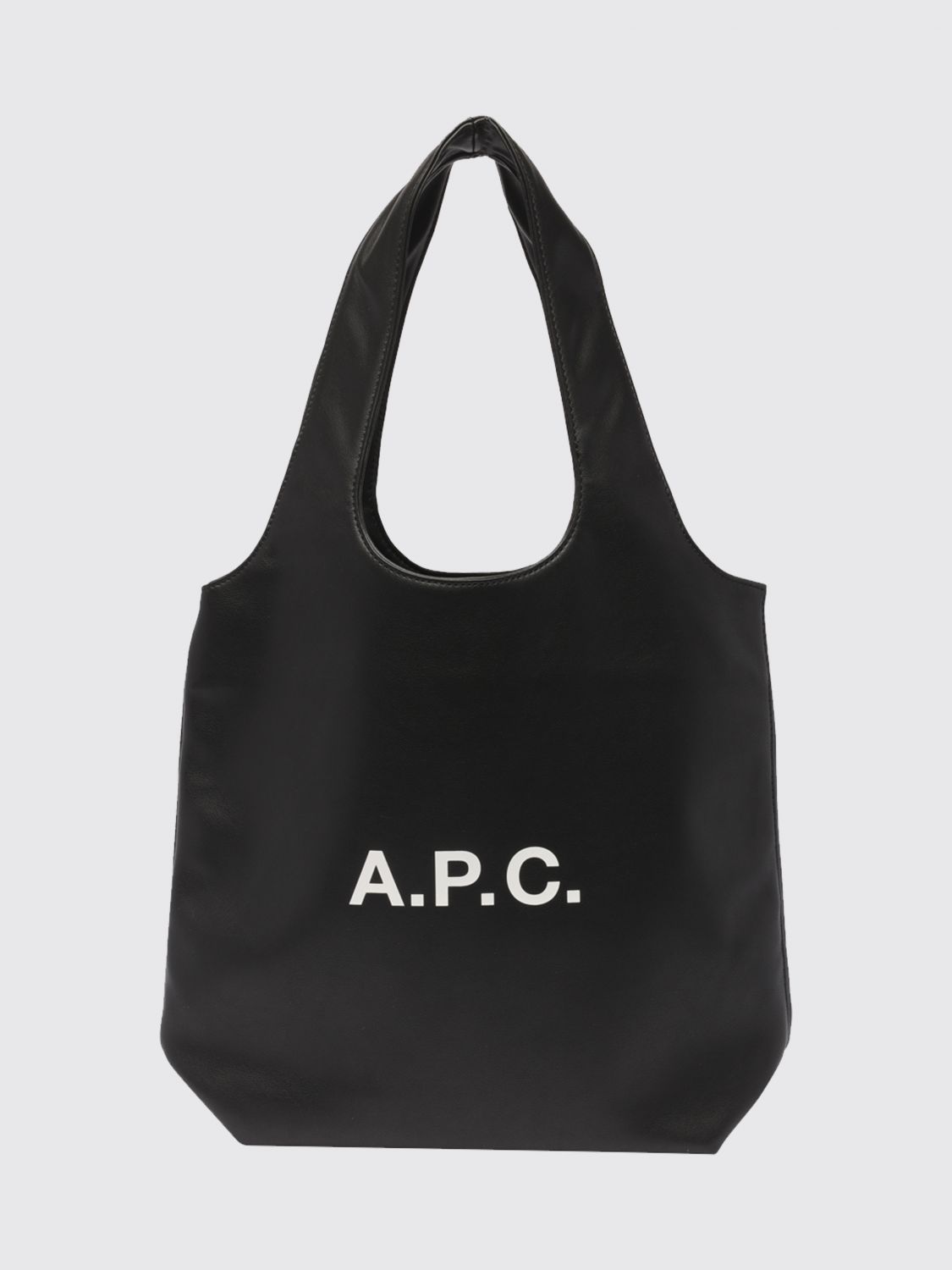 A. P.C. Ninon Synthetic Leather Tote Bag with Double Handle and Printed Logo A. P.C. Ninon Synthetic Leather Tote Bag with Double Handle and Printed Logo