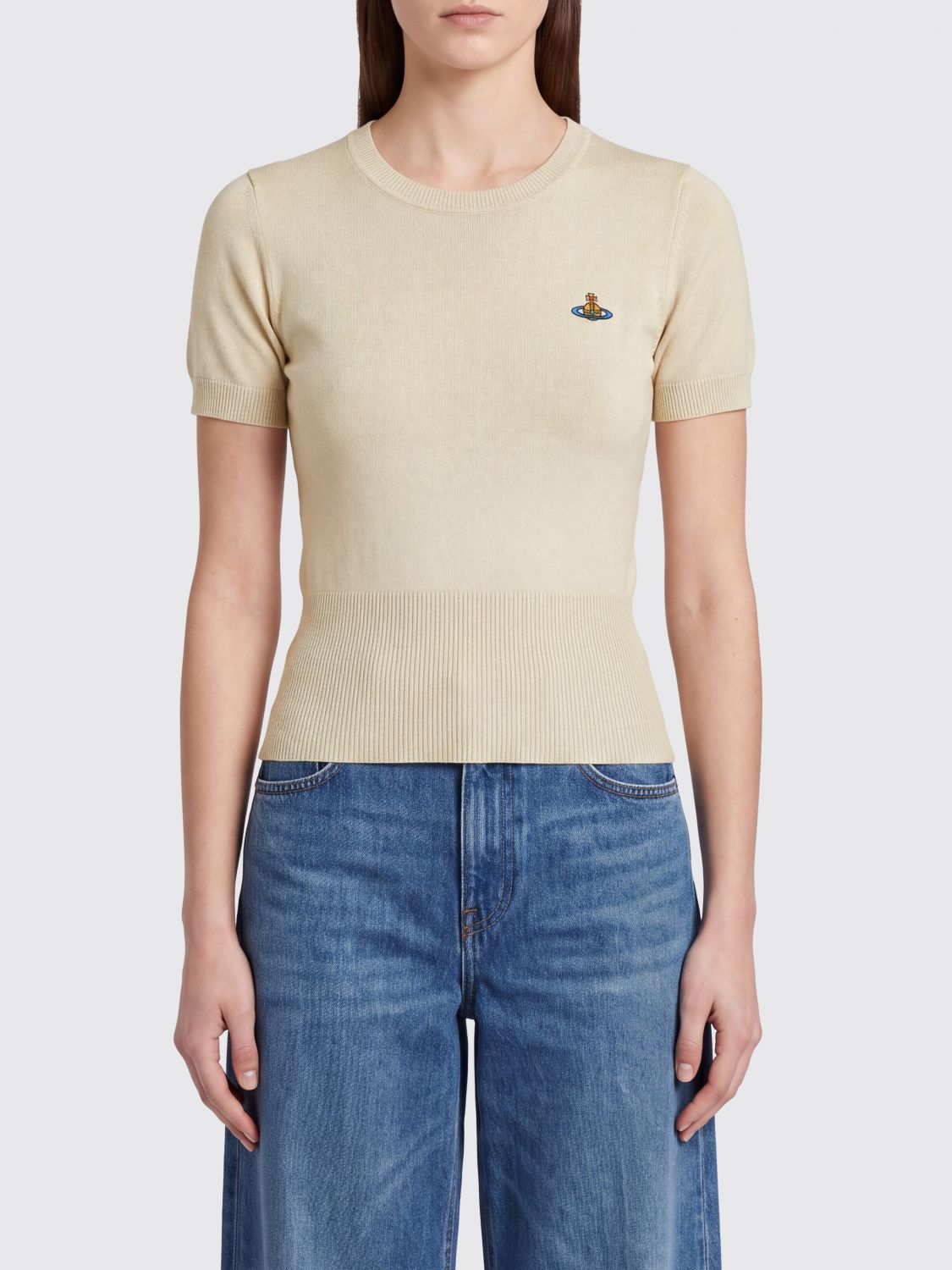 Vivienne Westwood Slim Fit Cotton and Cashmere Jumper with Orb Logo