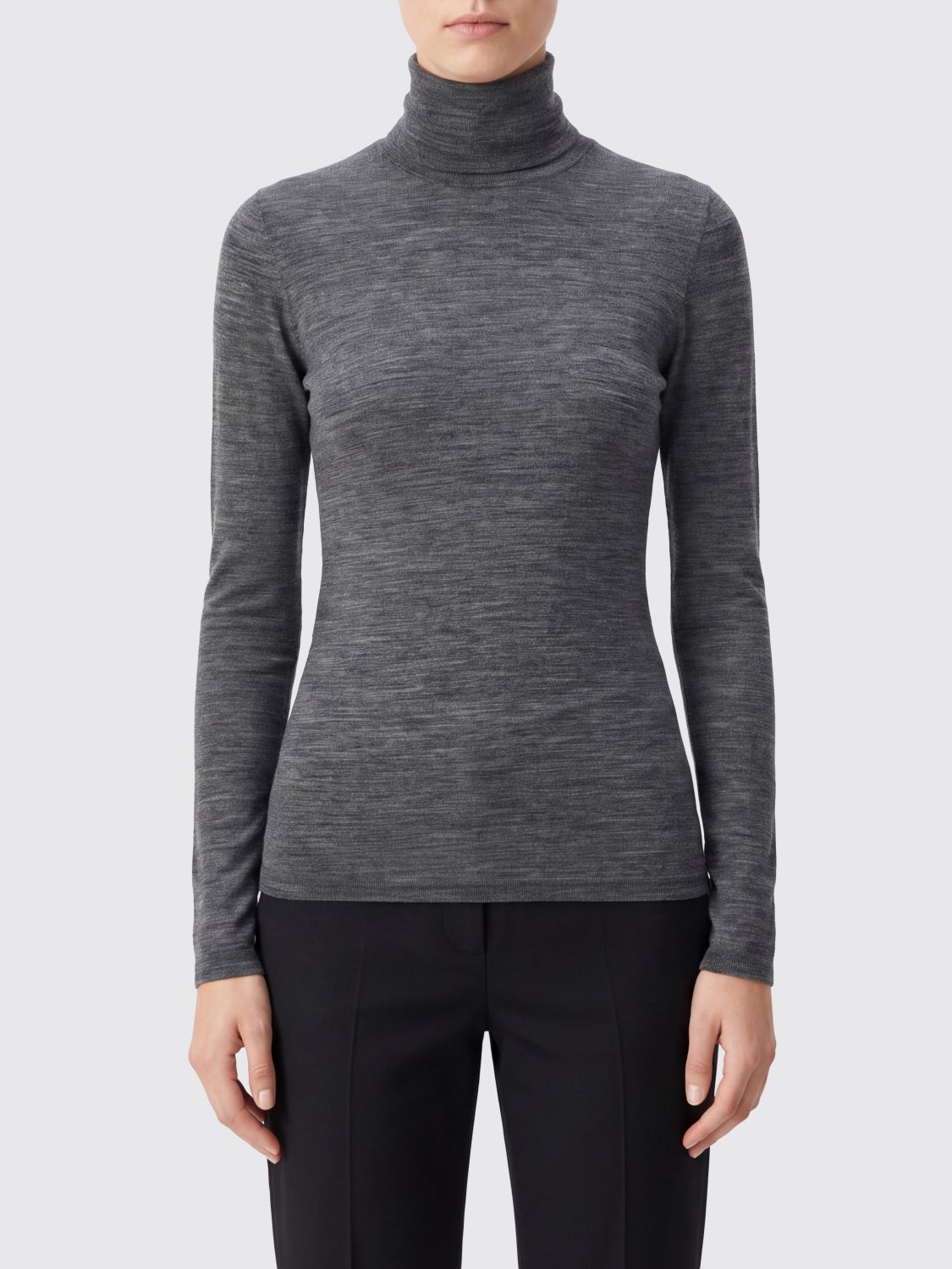 JIL SANDER Slim Fit Virgin Wool Blend Turtleneck Jumper with Long Sleeves