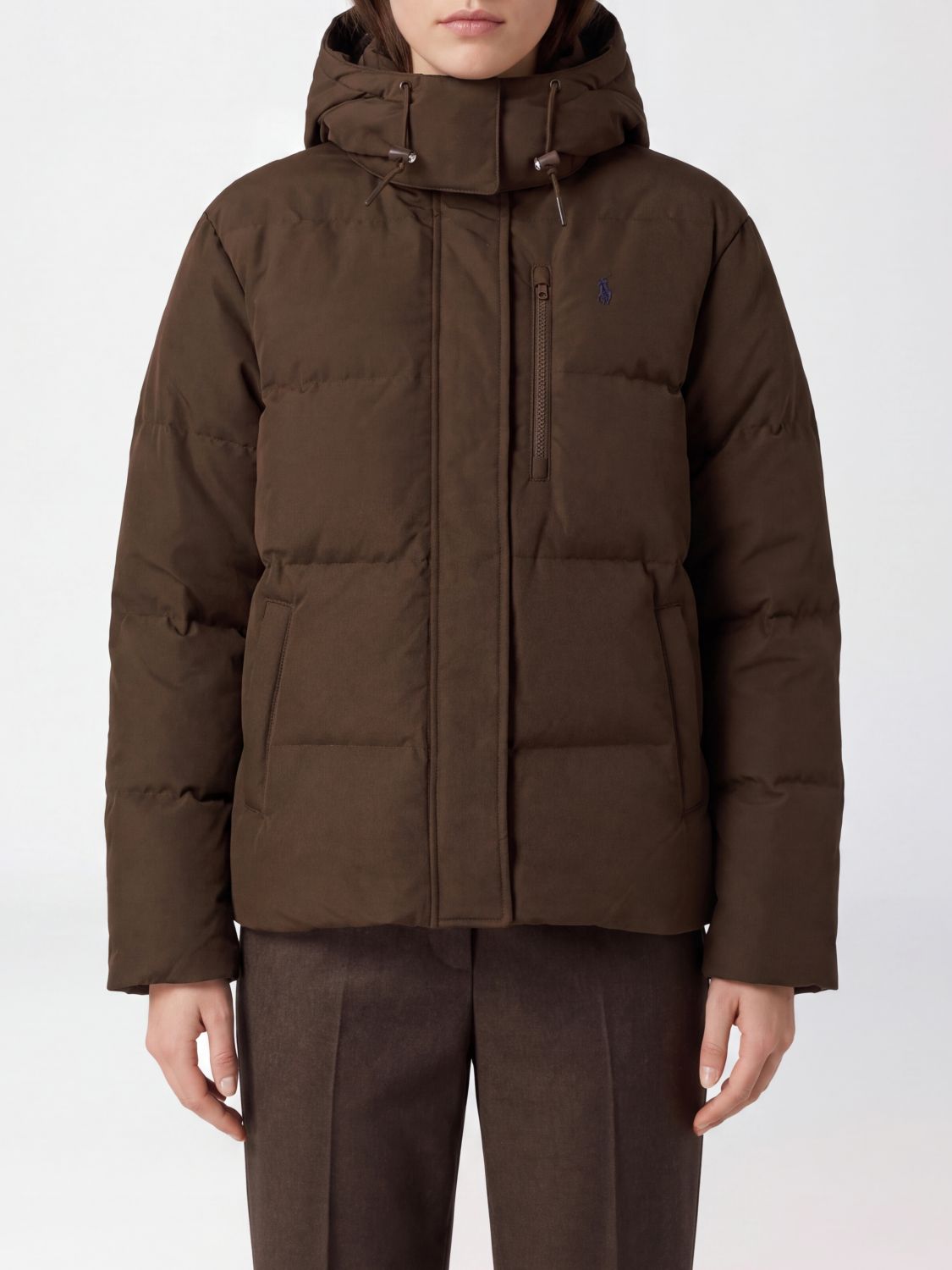 POLO RALPH LAUREN Hooded Quilted Short Puffer Jacket with Contrasting Logo