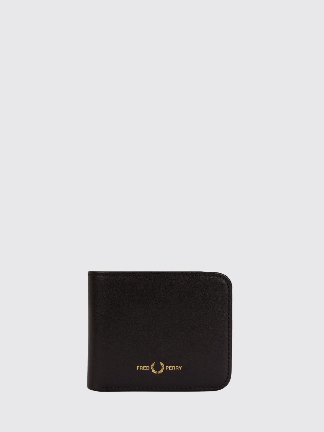 FRED PERRY Black Leather Bifold Wallet with Contrast Front Logo