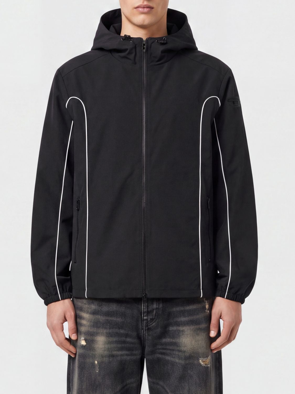 DIESEL J-hives-wrd Water-Repellent Nylon Windbreaker Jacket with Hood