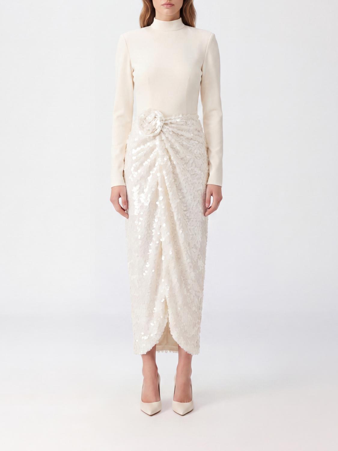 ROTATE Sequin-Embellished Jersey Midi Evening Dress with Front Slit
