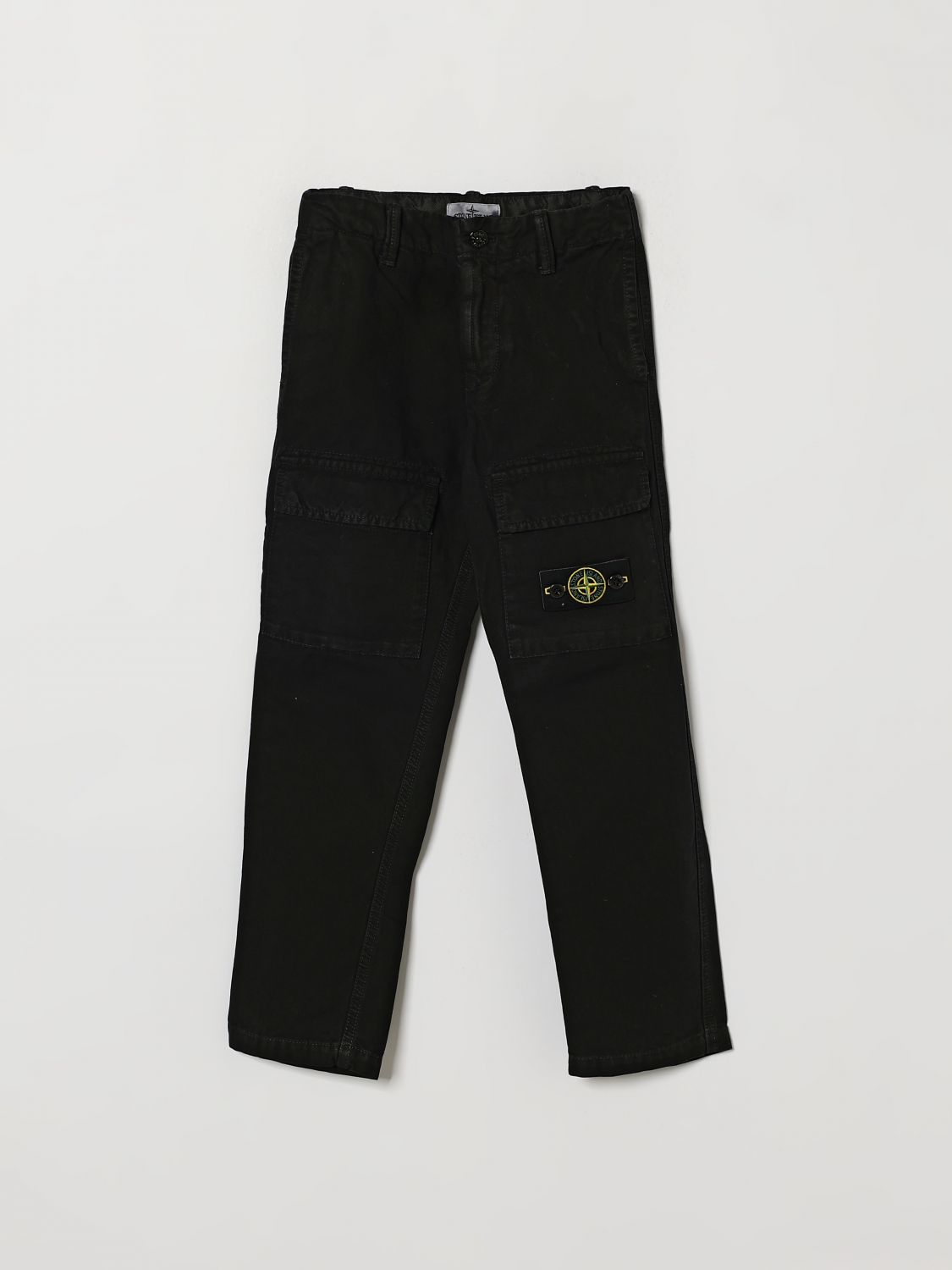 STONE ISLAND JUNIOR Cotton Cargo Trousers for boys with Compass Logo