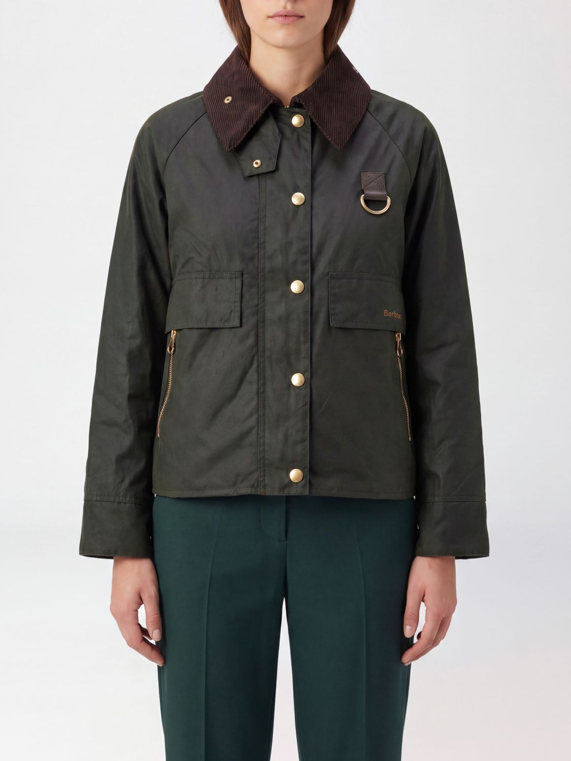 BARBOUR Catton Kurze Jacke aus gewachster Baumwolle mit Samtkragen