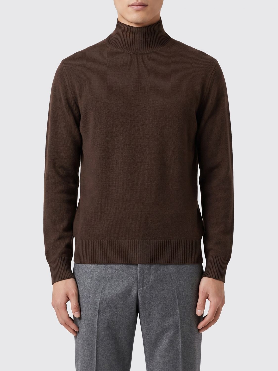 PAOLO PECORA Slim Fit Virgin Wool Turtleneck Jumper with Long Sleeves